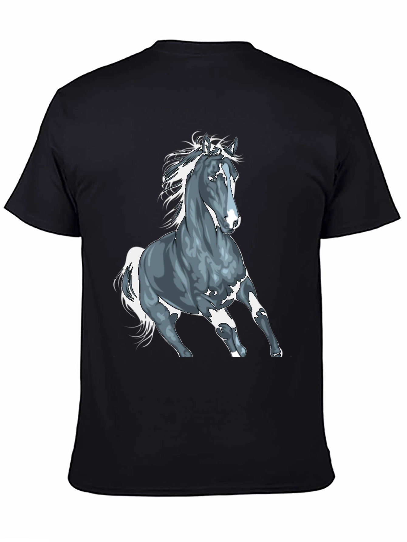 Black Horse Graphic T-Shirt - Black Cotton Tee view 4