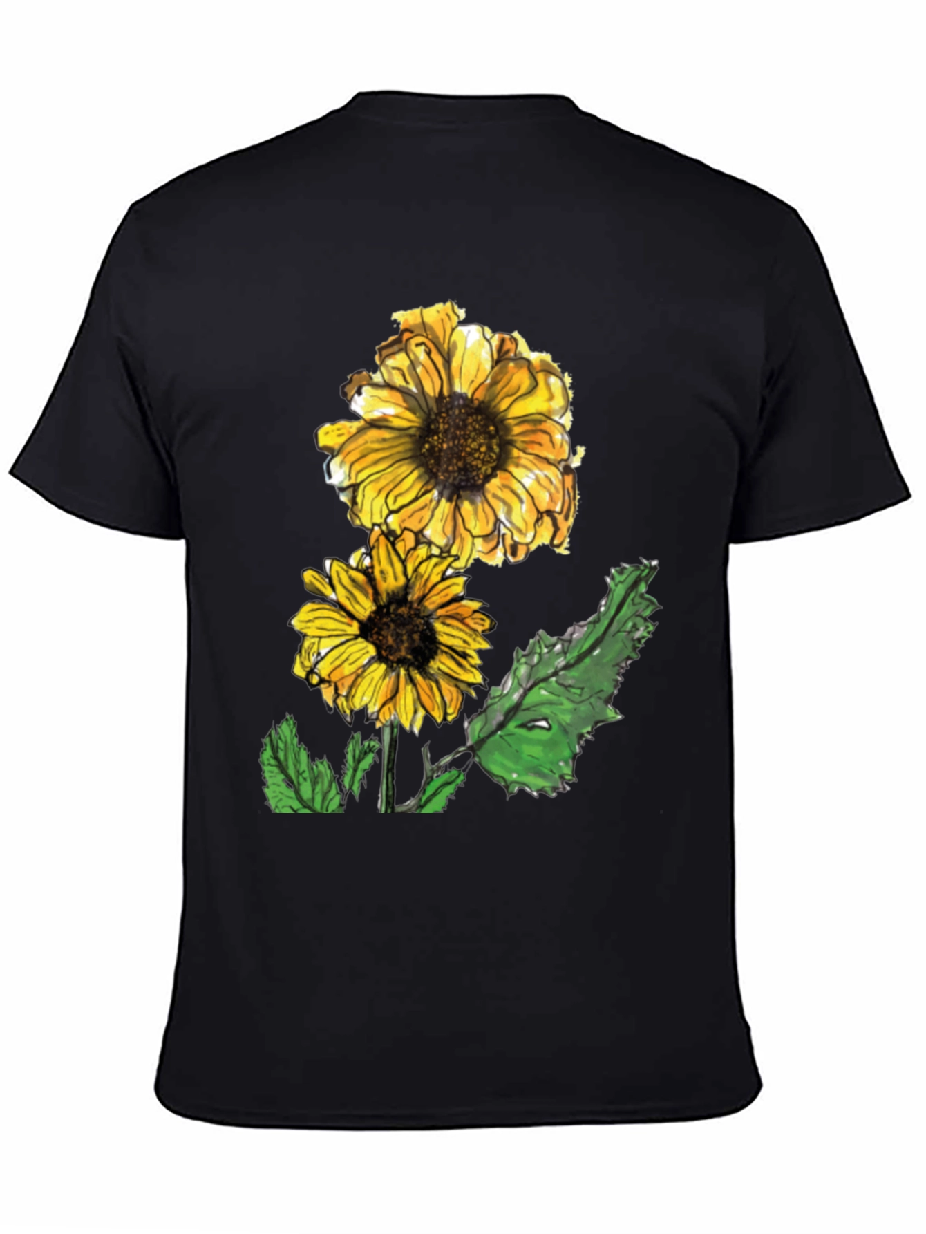 Black Sunflower Graphic Tee - Casual Black T-Shirt view 4