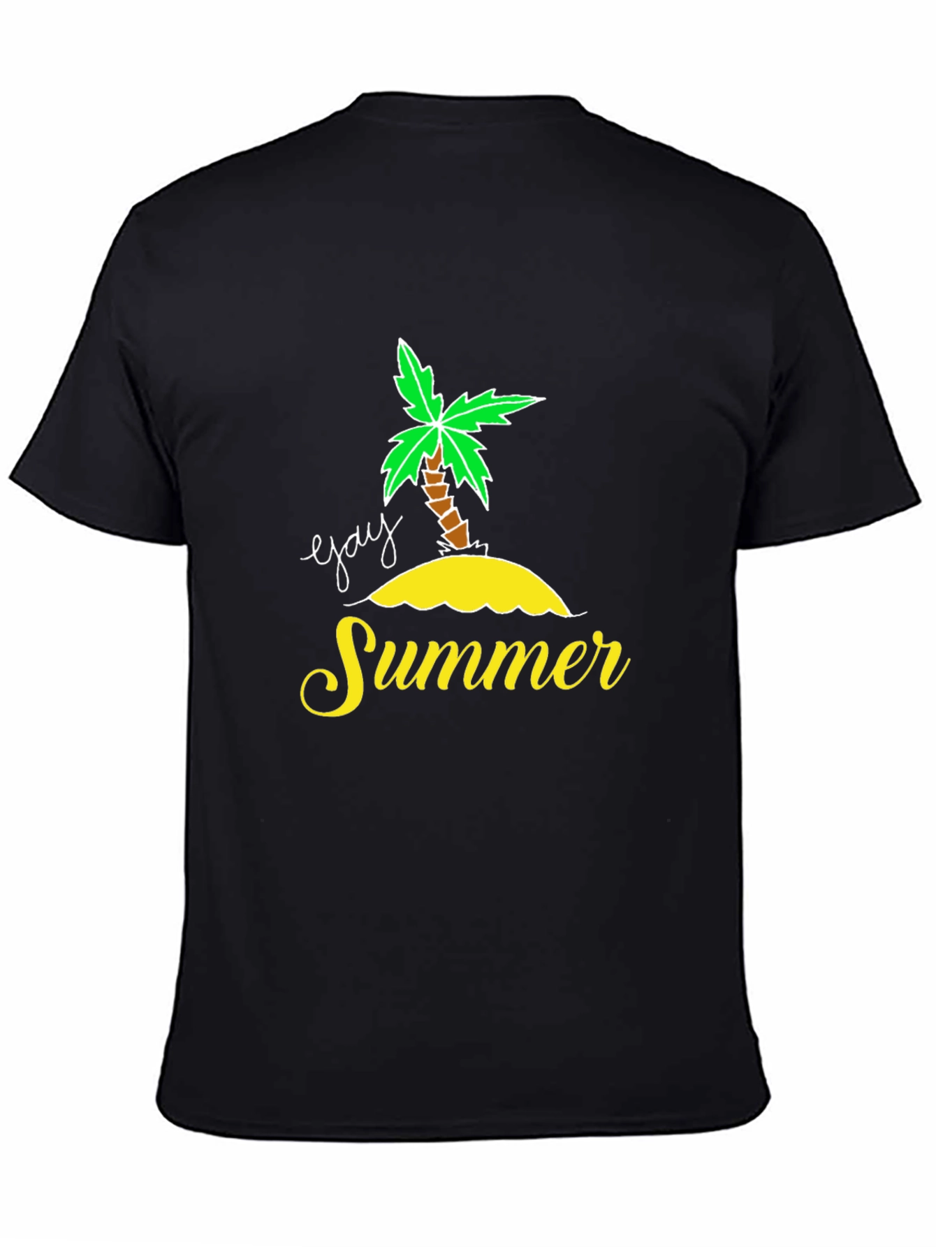 Black Gay Summer Palm Tree Graphic Tee - Black Cotton Blend view 4