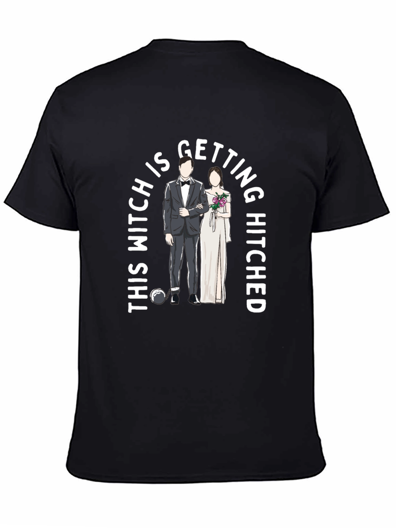 Black Witch Getting Hitched Graphic Tee - Black Cotton Blend view 4