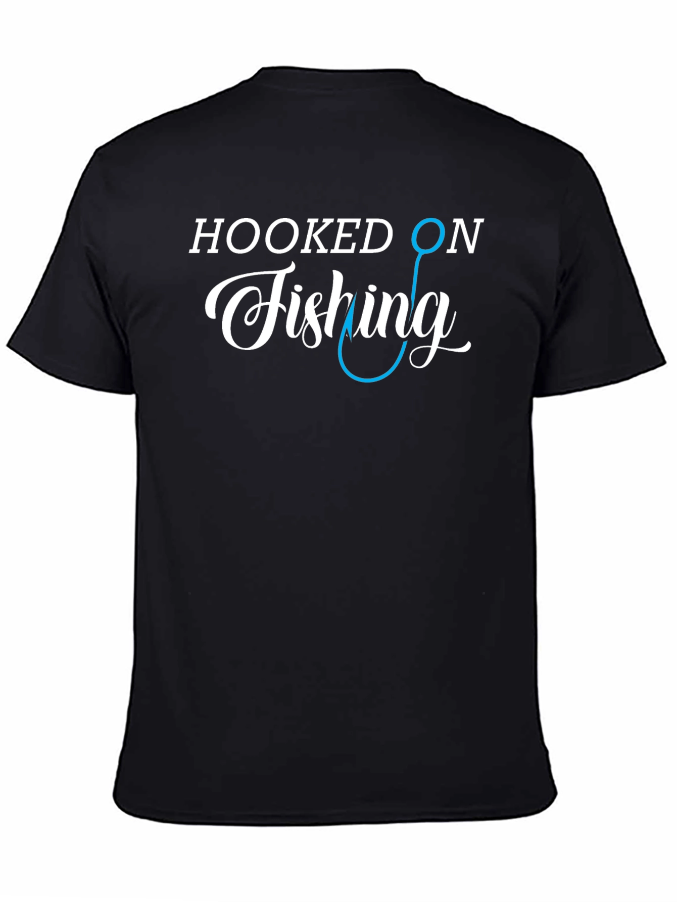 Black Hooked On Fishing Graphic Tee view 4
