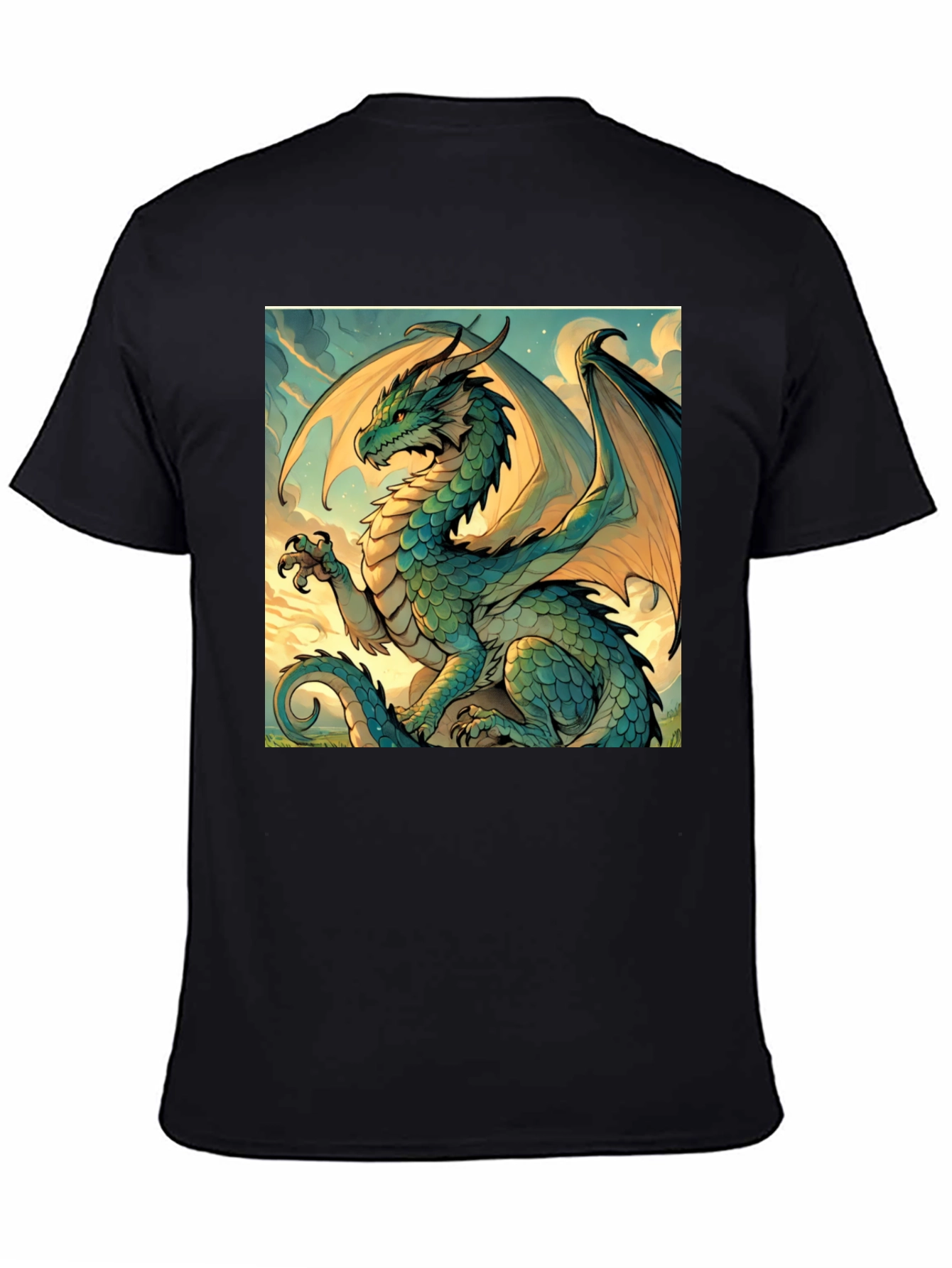 Black Dragon Graphic Tee - Mythical Creature Art Shirt view 4