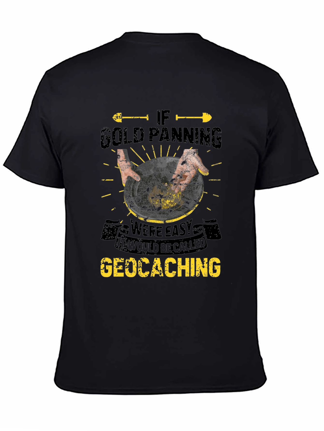 Black Gold Panning Geocaching Graphic Tee view 4