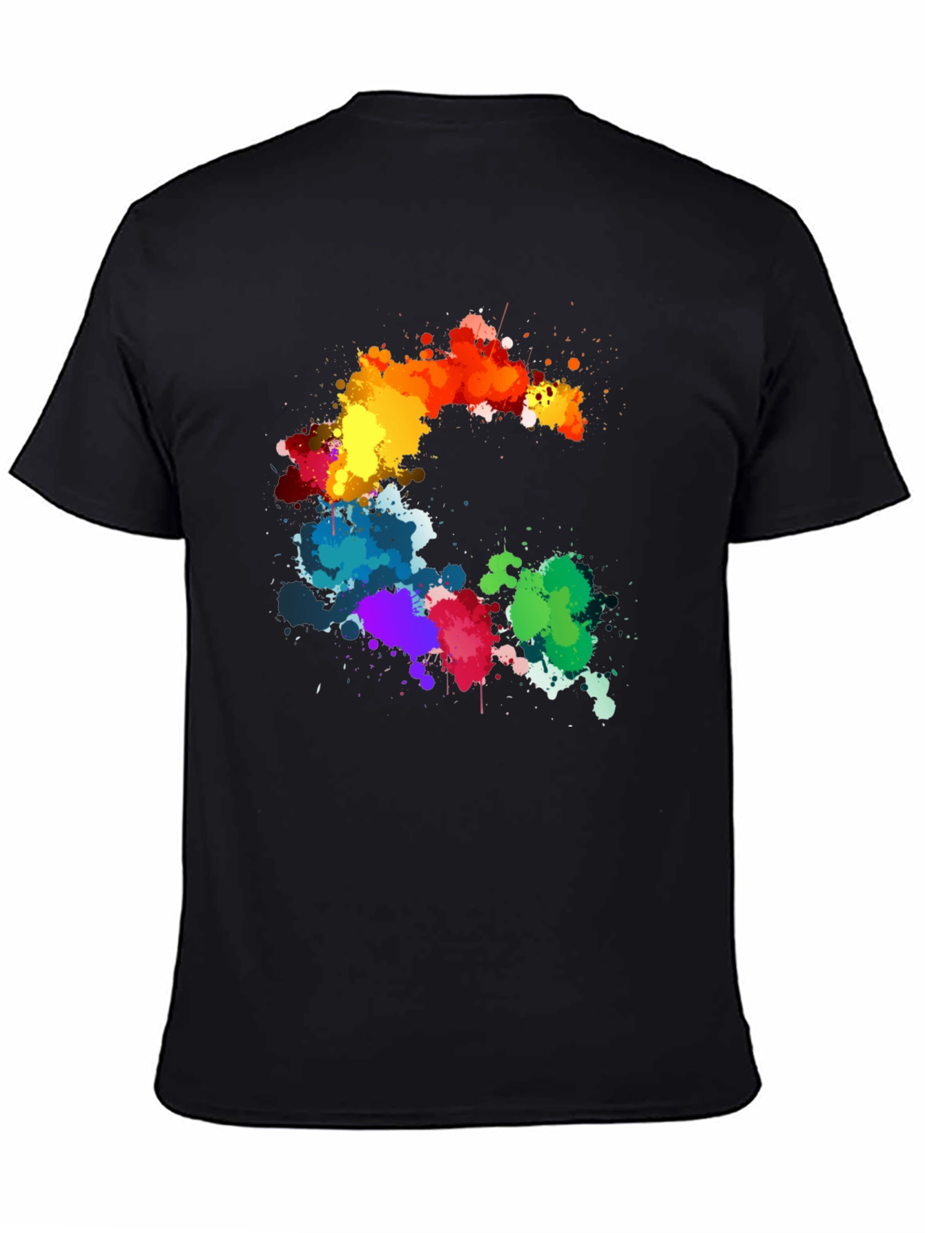 Black Rainbow Splatter Graphic Black T-Shirt view 4