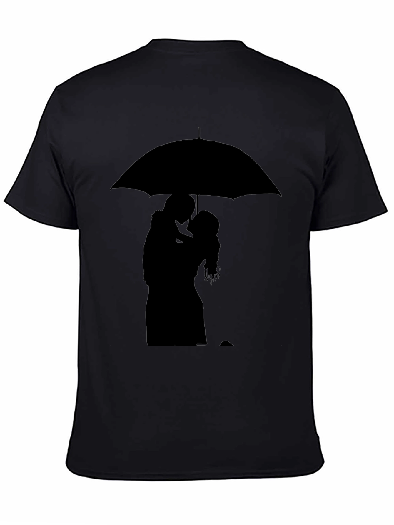 Black Romantic Silhouette T-Shirt - Under the Umbrella view 4