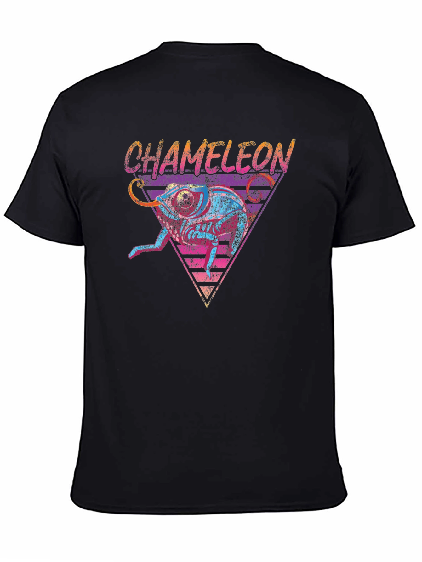 Black Retro Chameleon Graphic Tee - Cool Animal T-Shirt view 4