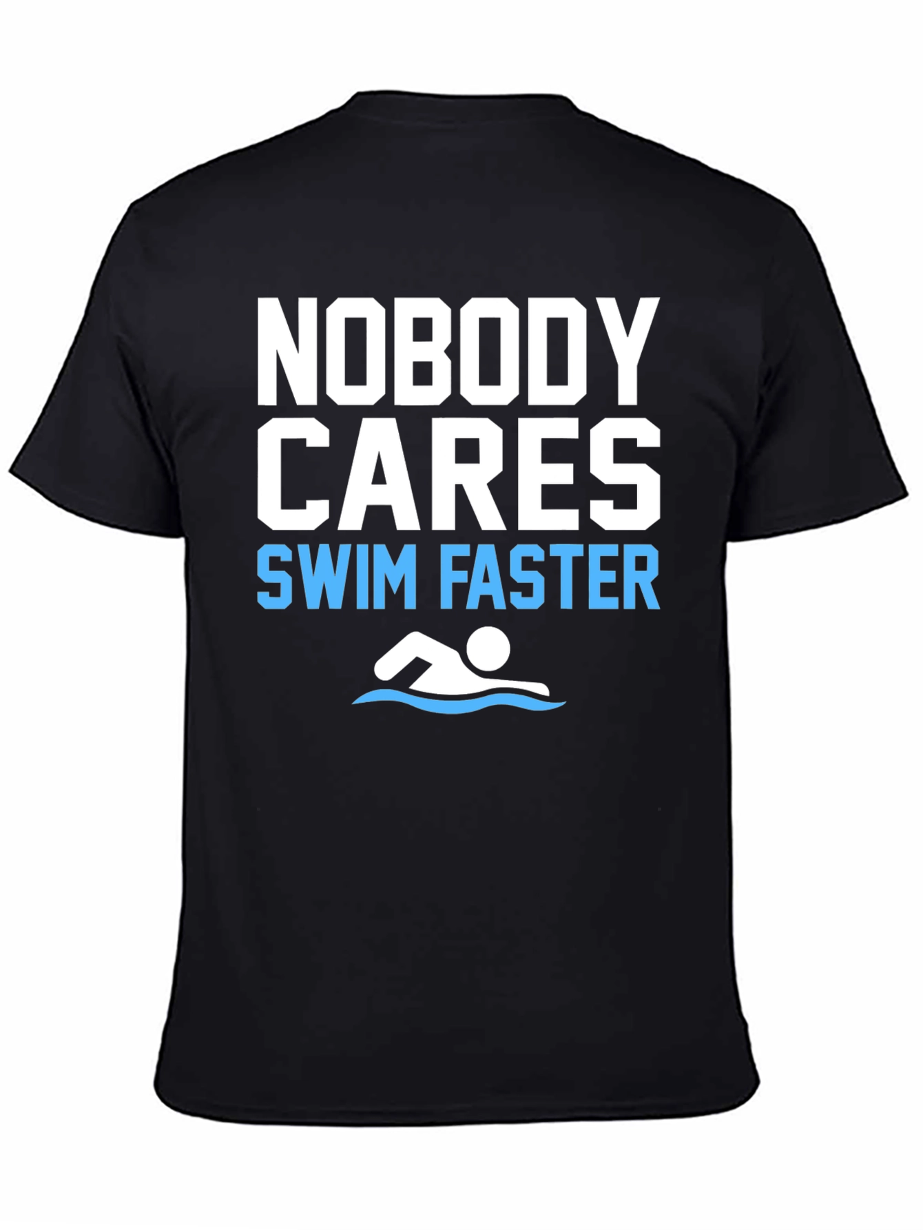 Black Funny Swim Faster Graphic T-Shirt view 4