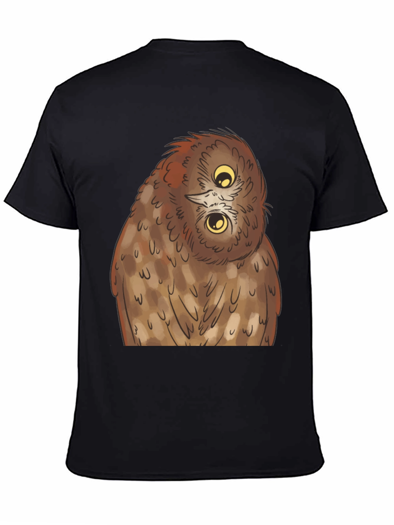 Black Owl Graphic Tee - Quirky Black T-Shirt view 4