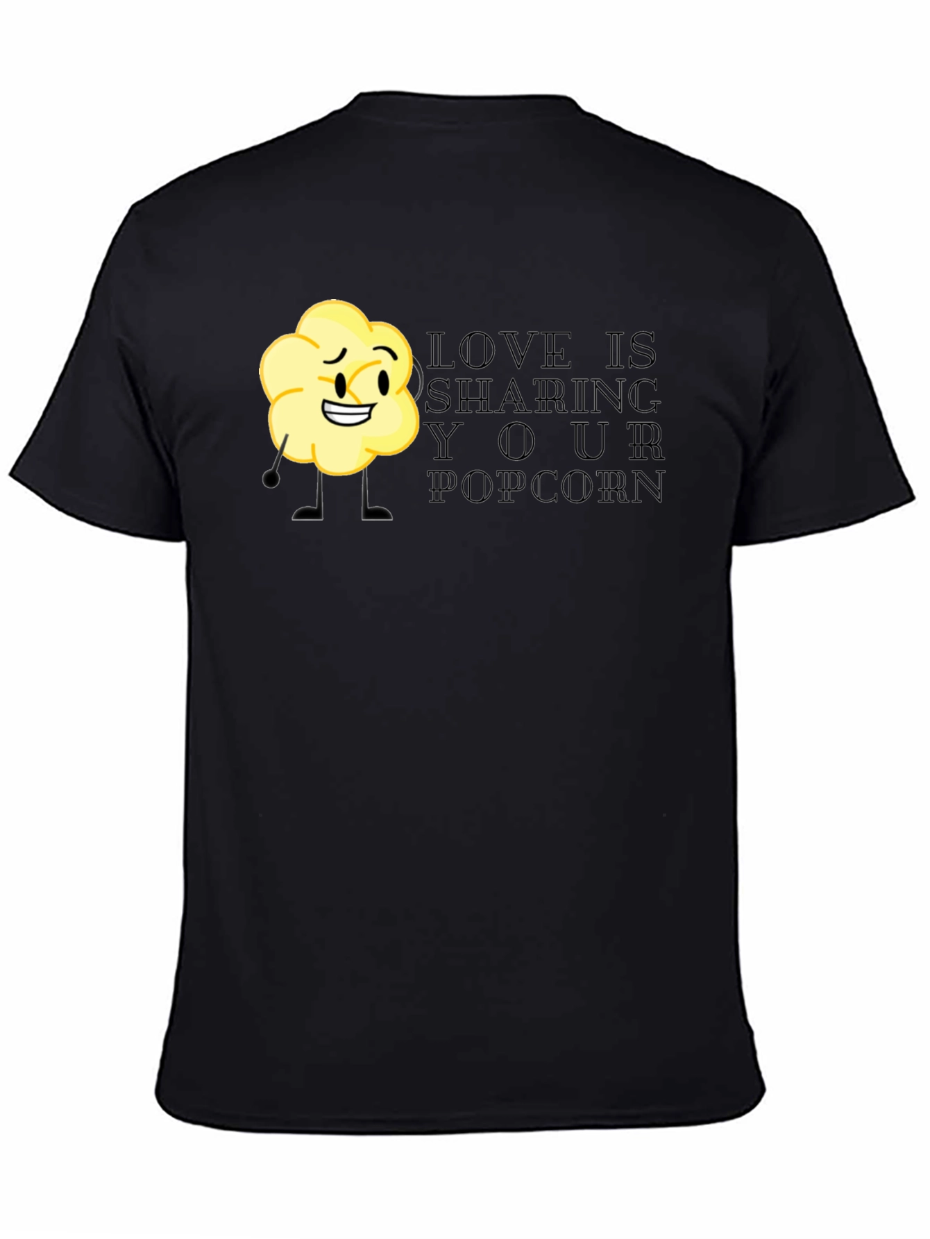 Black Sharing Popcorn Black T-Shirt view 4