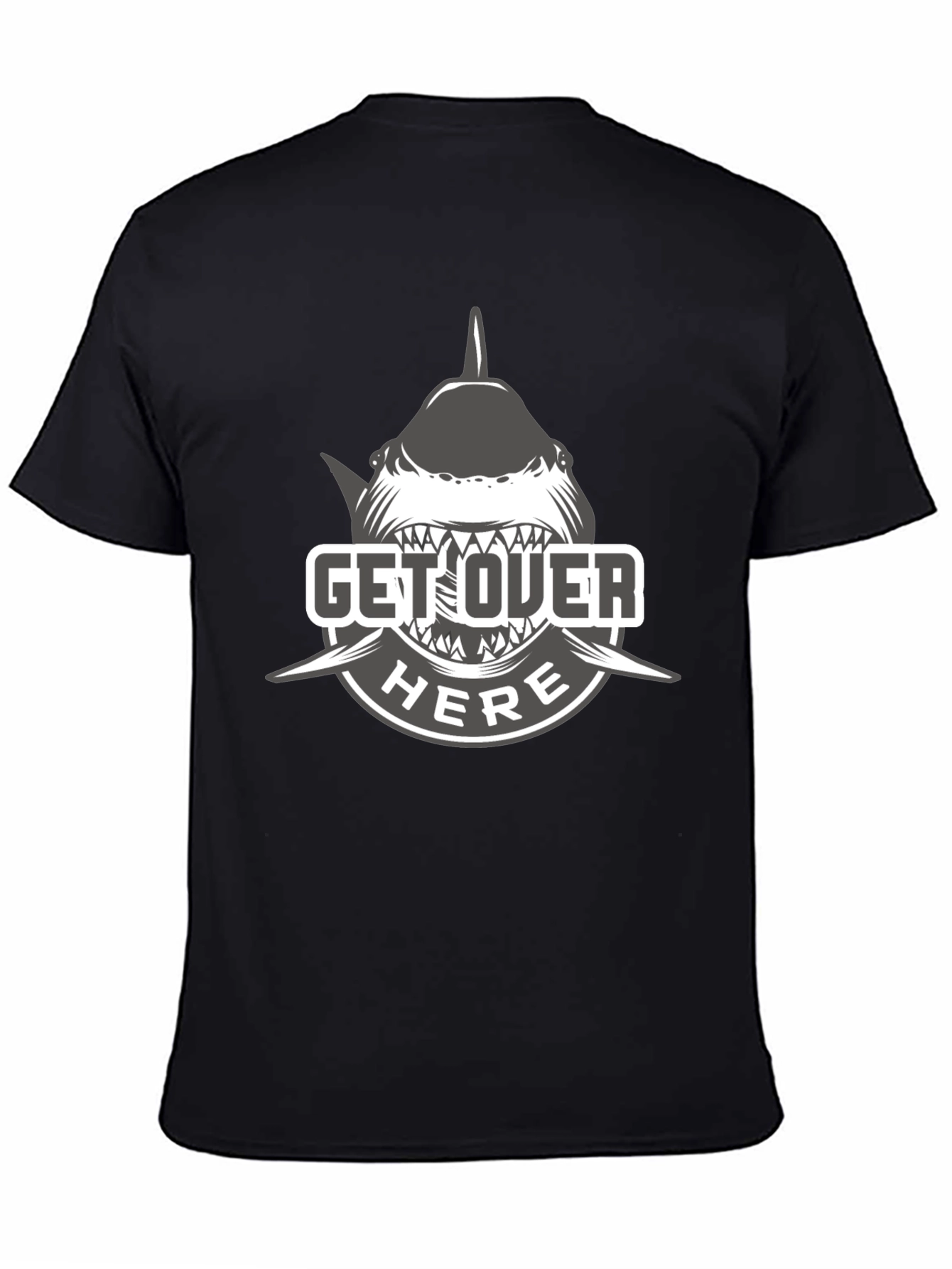 Black Get Over Here Shark T-Shirt - Black Cotton Tee view 4