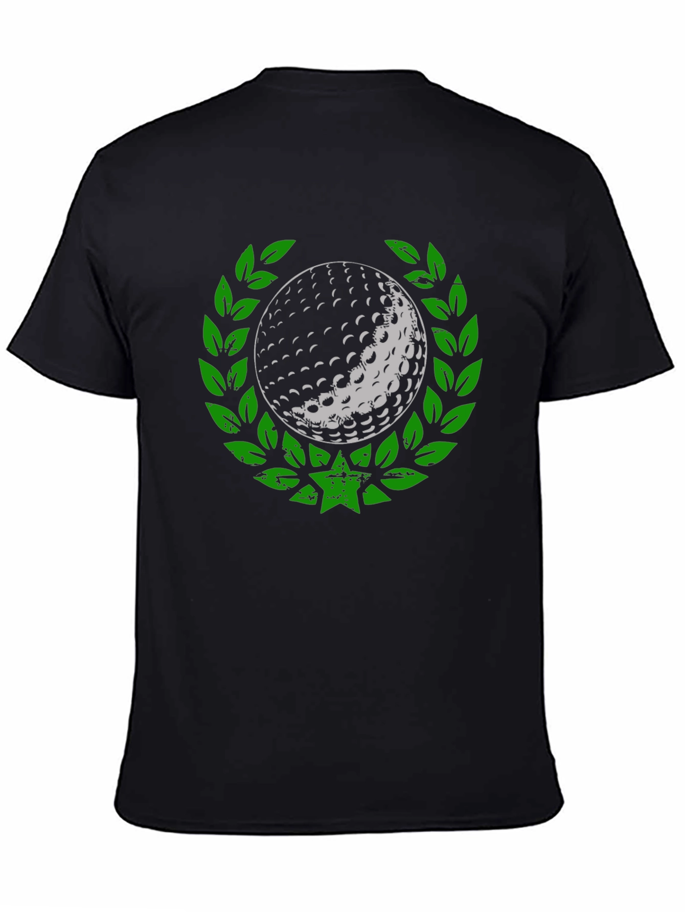 Black Golf Ball Laurel Wreath Graphic T-Shirt view 4