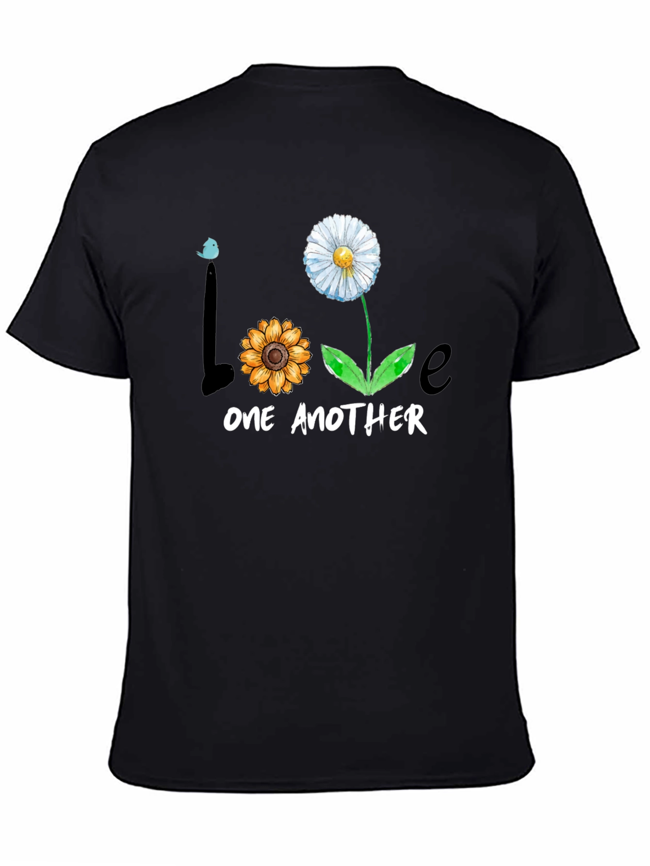 Black Love One Another Floral Graphic Tee - Black view 4