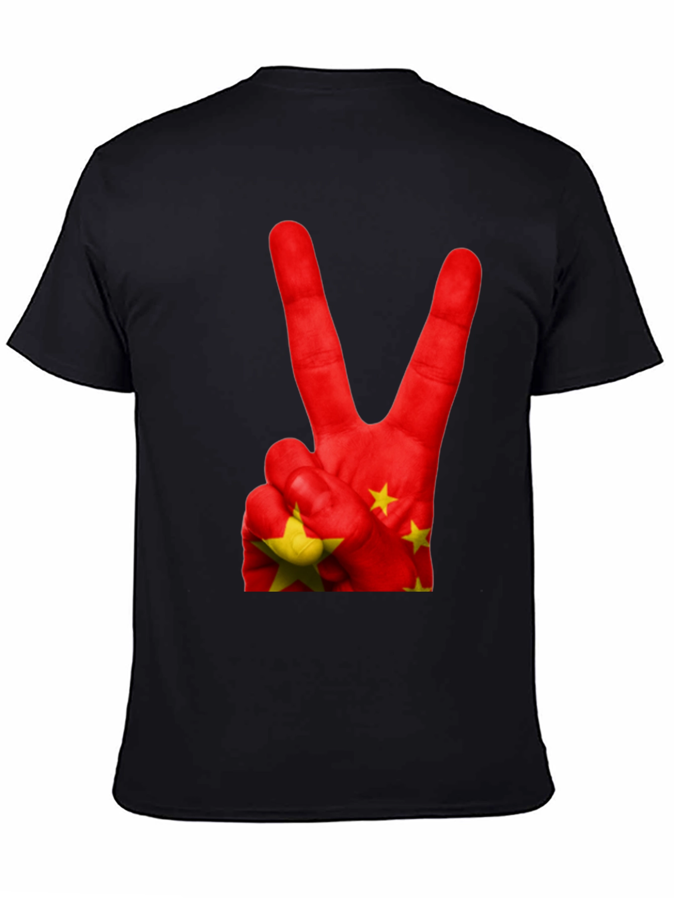 Black China Flag Peace Sign Graphic T-Shirt view 4