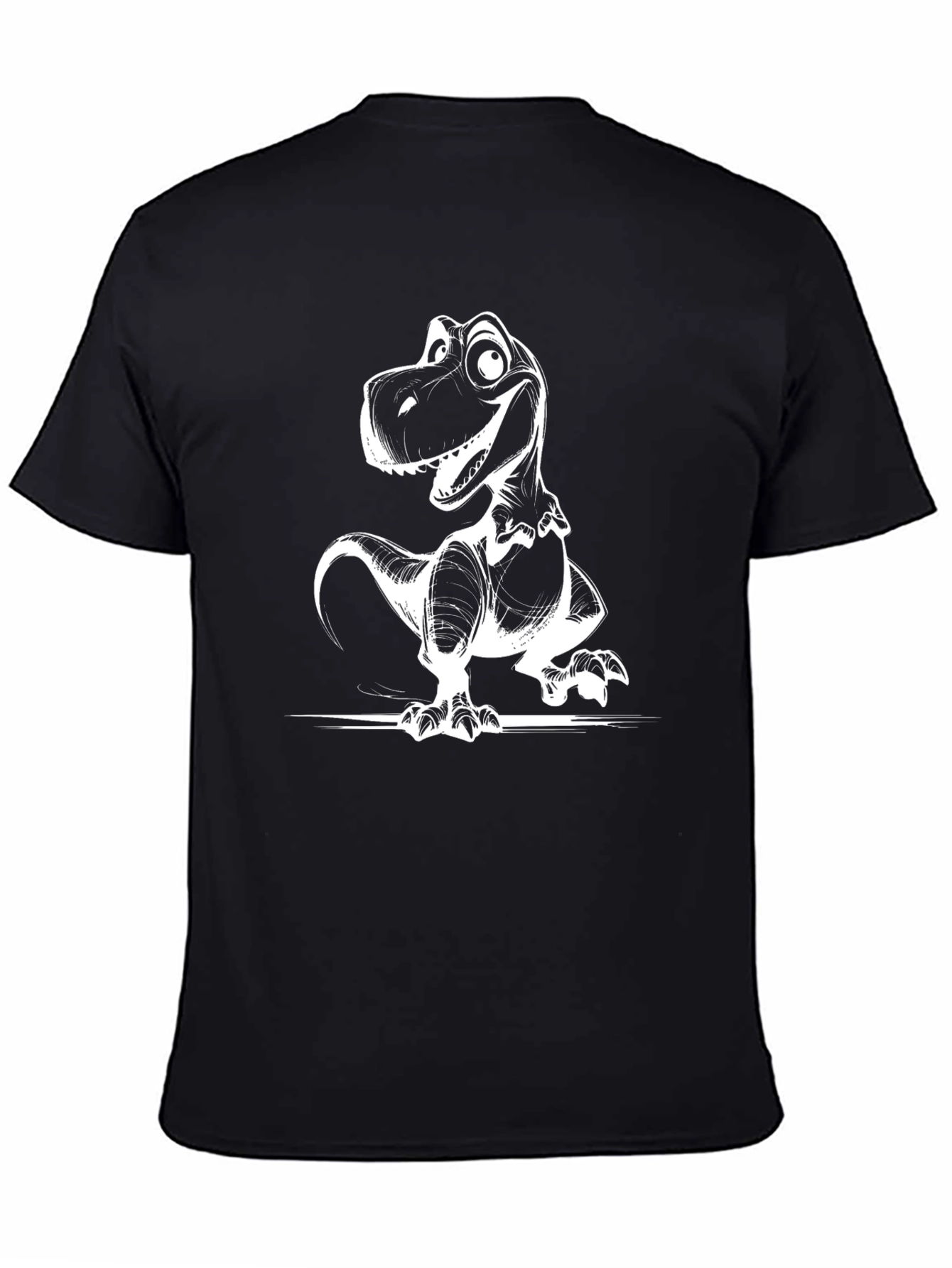 Black Dino T-Shirt - Cartoon Dinosaur Graphic Tee view 4