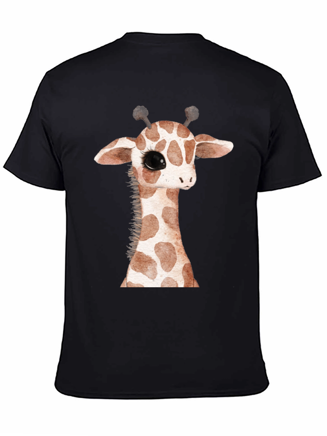 Black Cute Giraffe Graphic Print Black T-Shirt view 4
