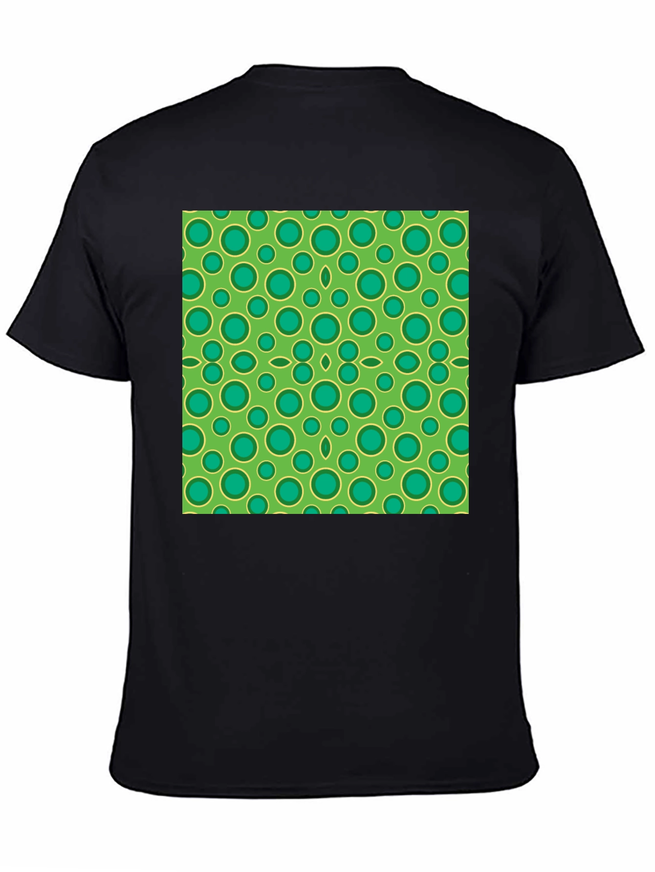 Black Green Circle Pattern Black T-Shirt view 4