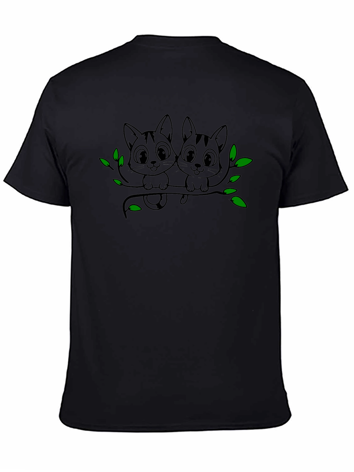 Black Cute Kittens Branch Black T-Shirt view 4