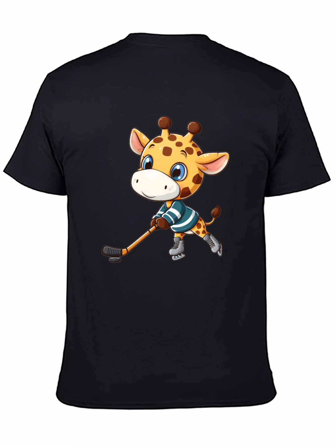 Black Giraffe Hockey Player Graphic Tee view 4