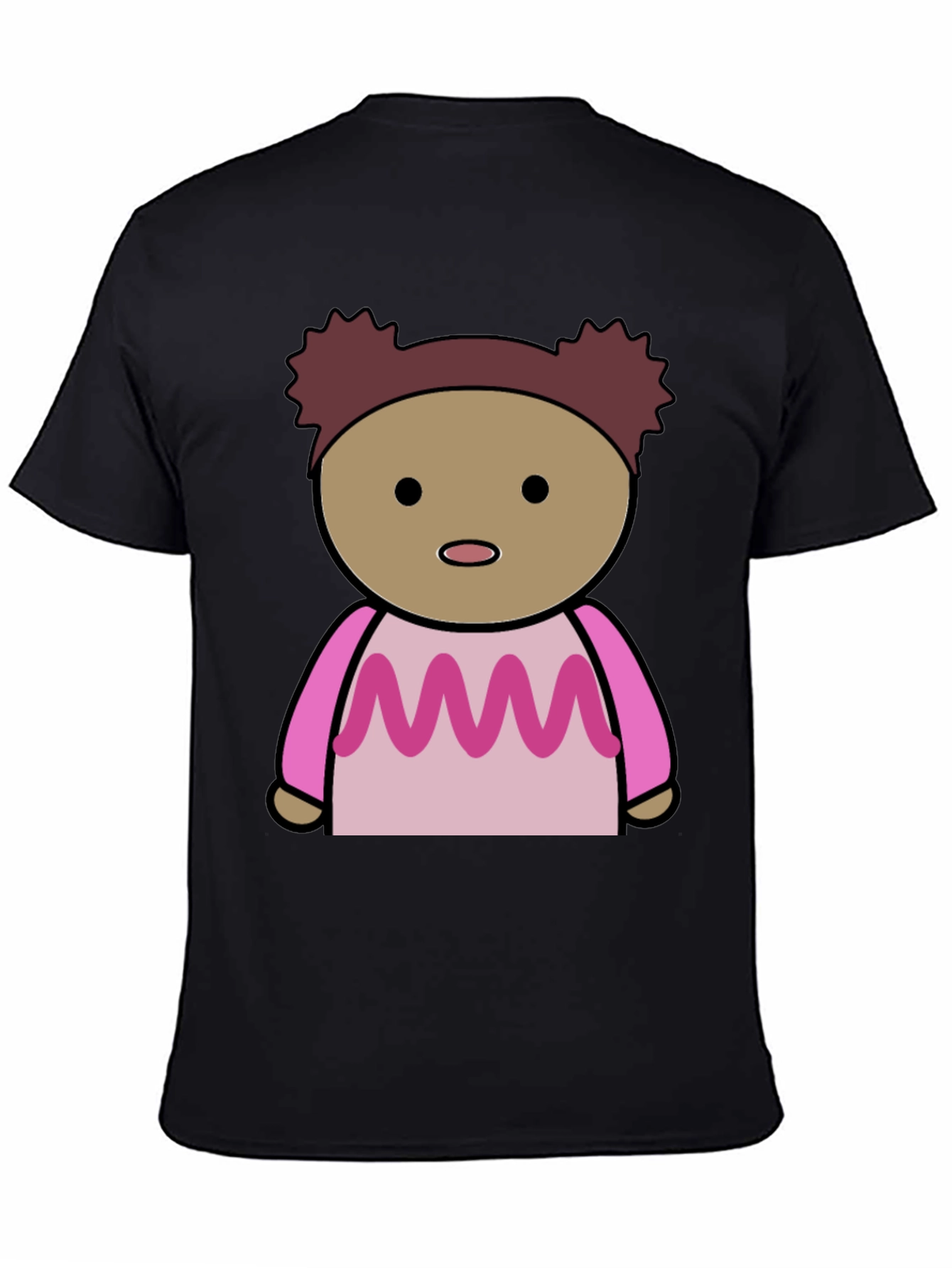 Black Cartoon Character Graphic Tee - Black Cotton Blend view 4