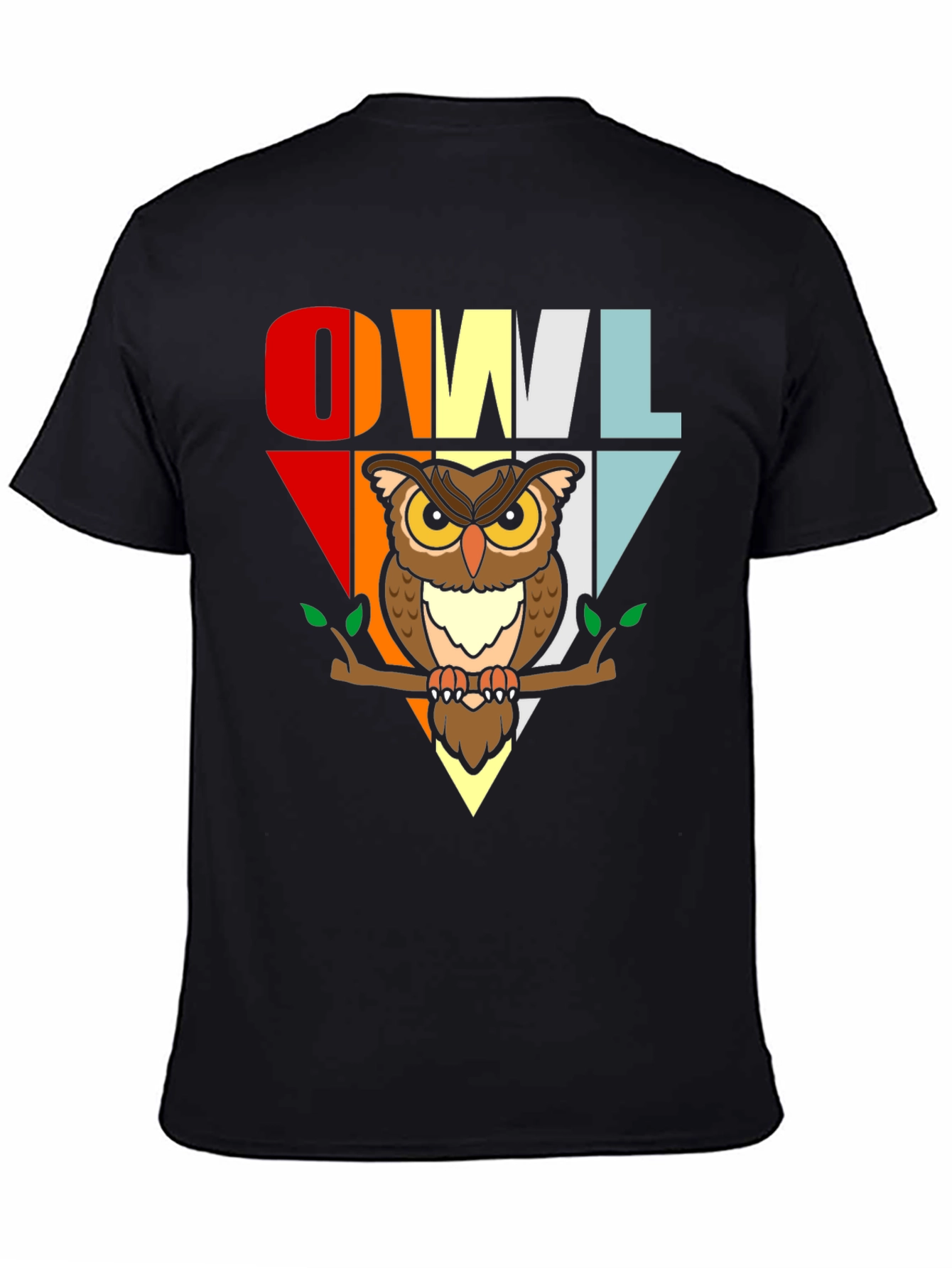 Black Retro Owl T-Shirt - Cute Bird Graphic Tee view 4