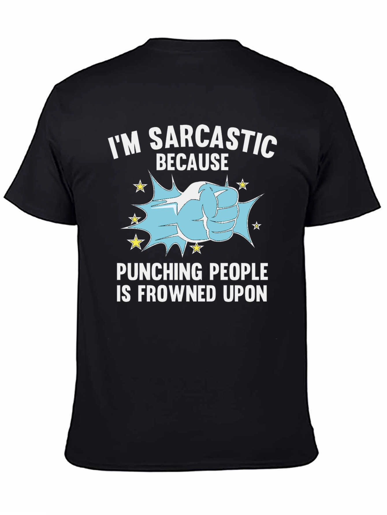 Black Sarcastic Punch T-Shirt: Funny Graphic Tee for Men view 4