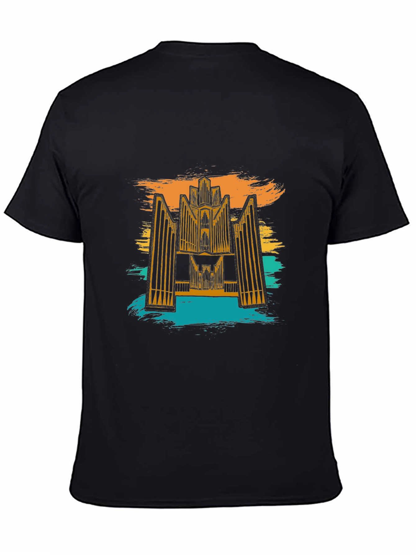 Black Retro Organ Music T-Shirt view 4