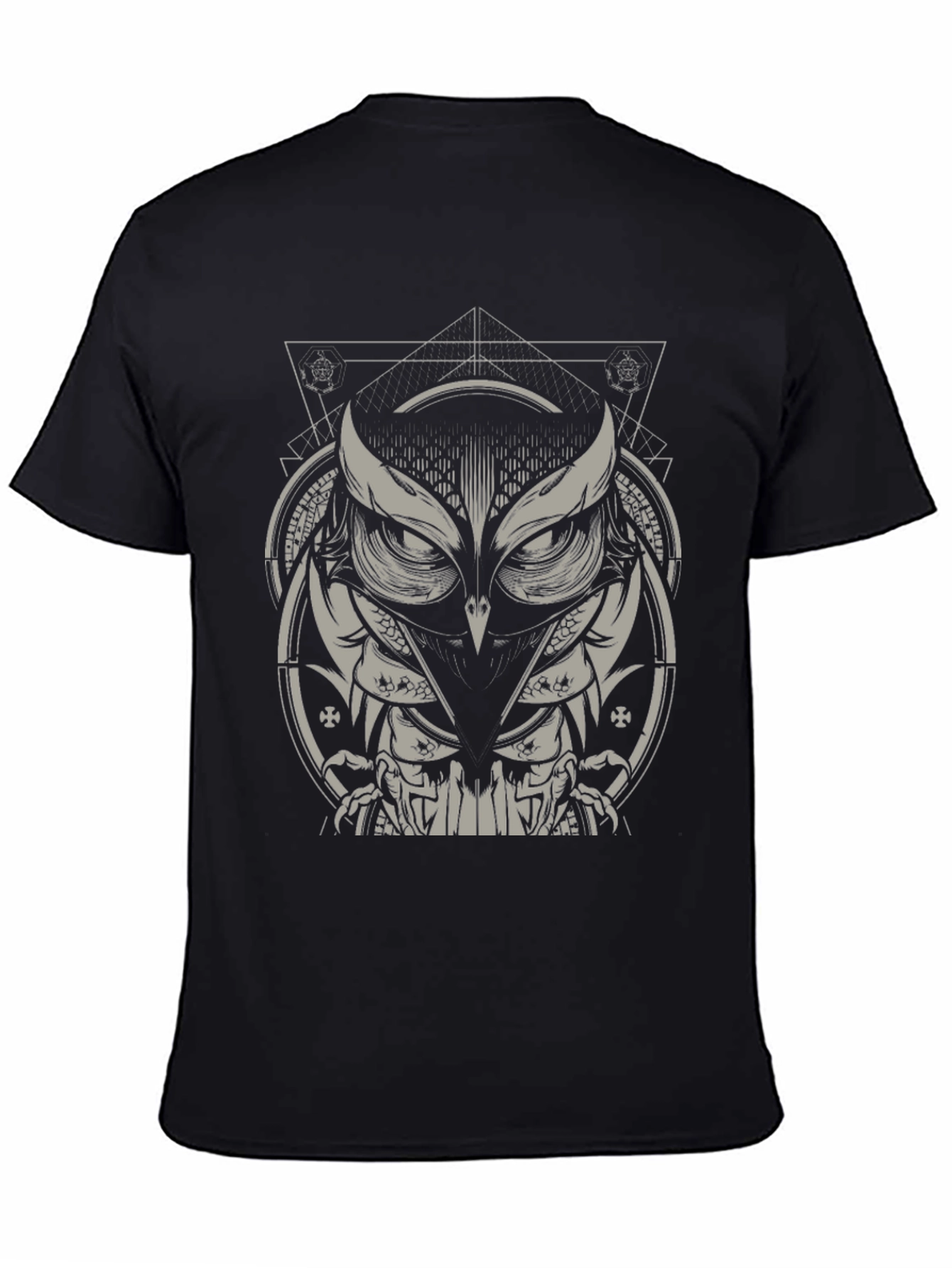Black Owl Geometric Graphic Tee - Mens Black T-Shirt view 4