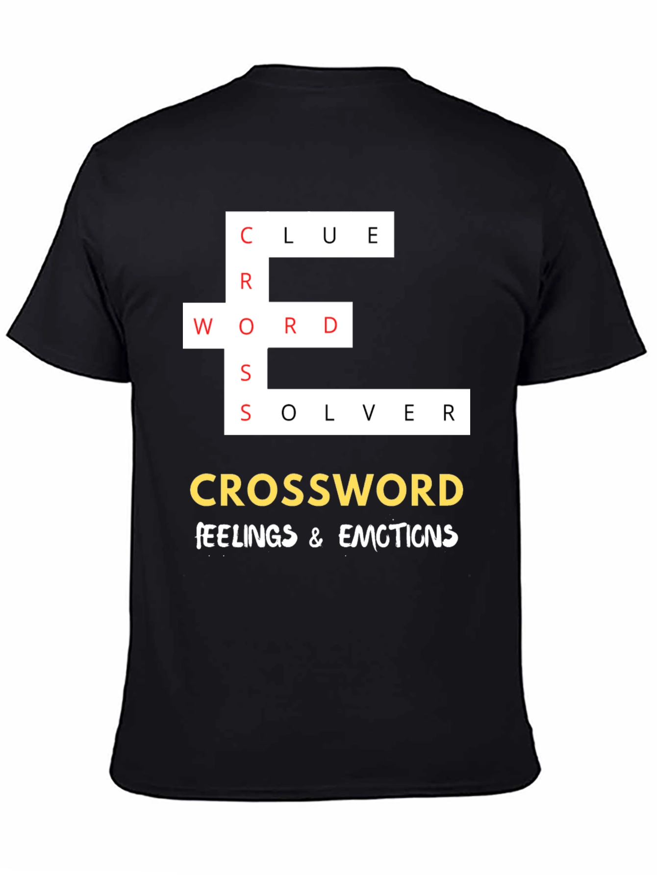 Black Crossword Puzzle T-Shirt - Feelings & Emotions view 4