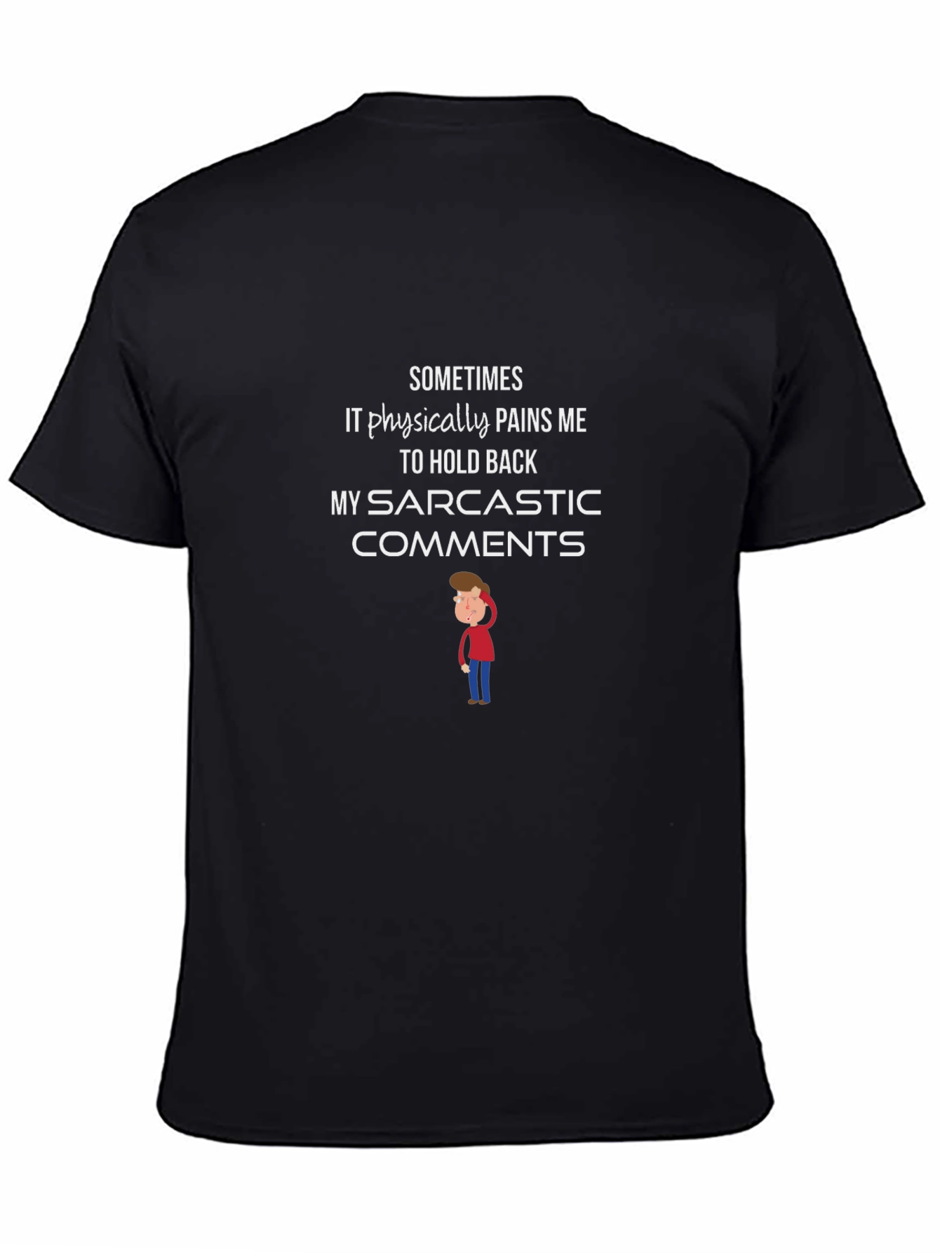 Black Sarcastic Comments Graphic T-Shirt - Black Cotton Tee view 4