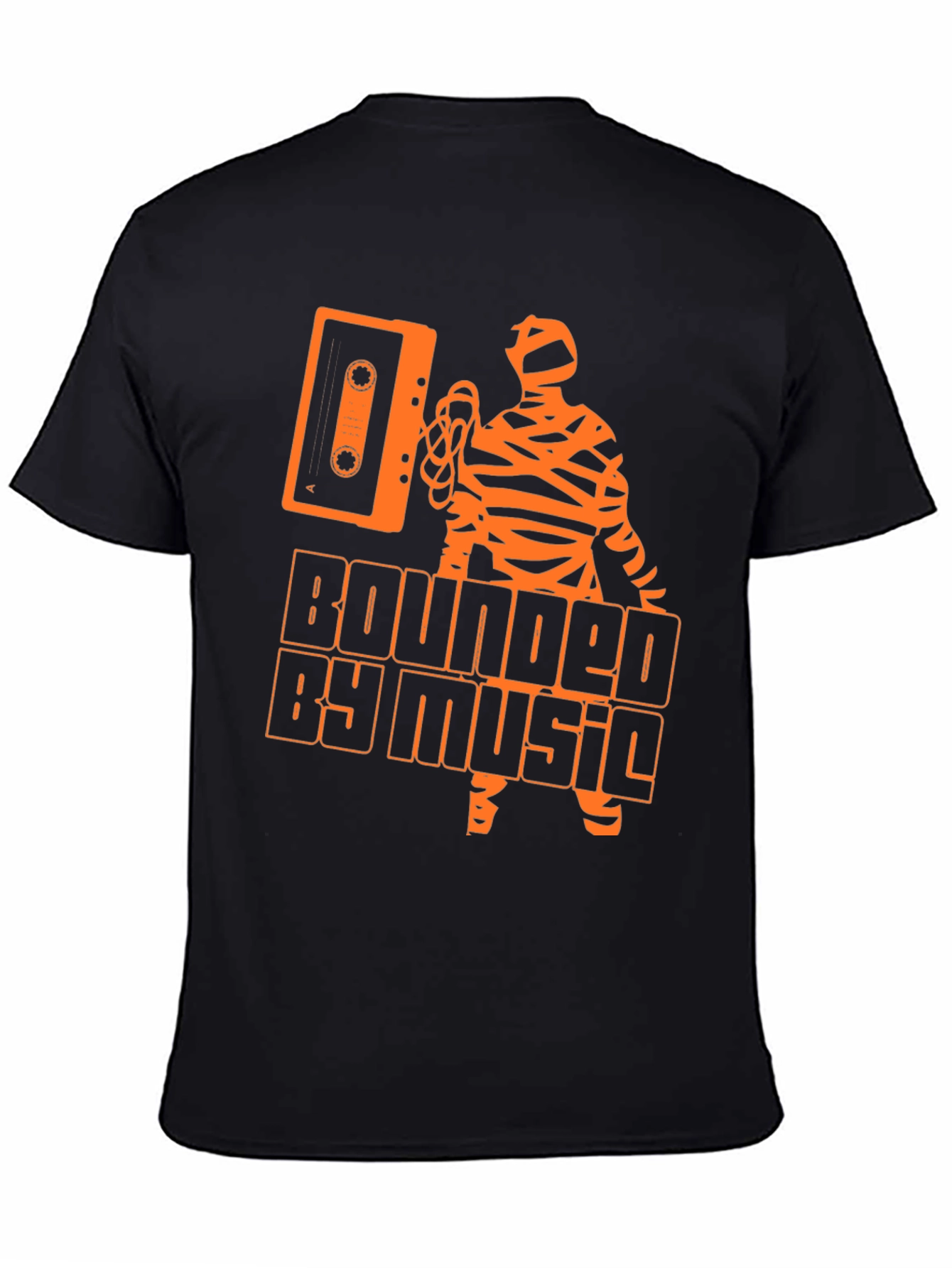 Black Bounded by Music Cassette Tape Mummy Graphic T-Shirt view 4