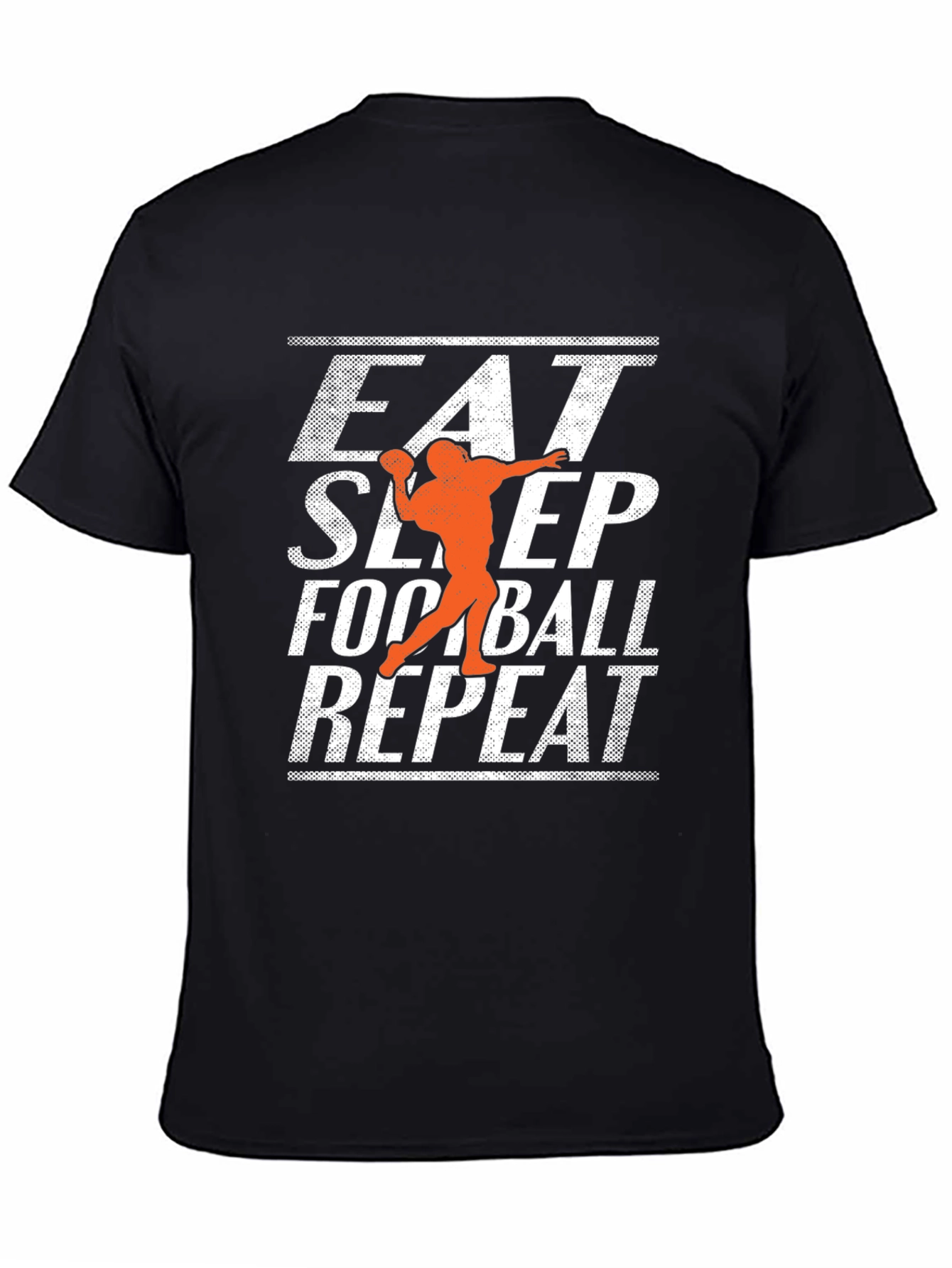 Black Eat Sleep Football Repeat Graphic Tee - Black Cotton T-Shirt view 4