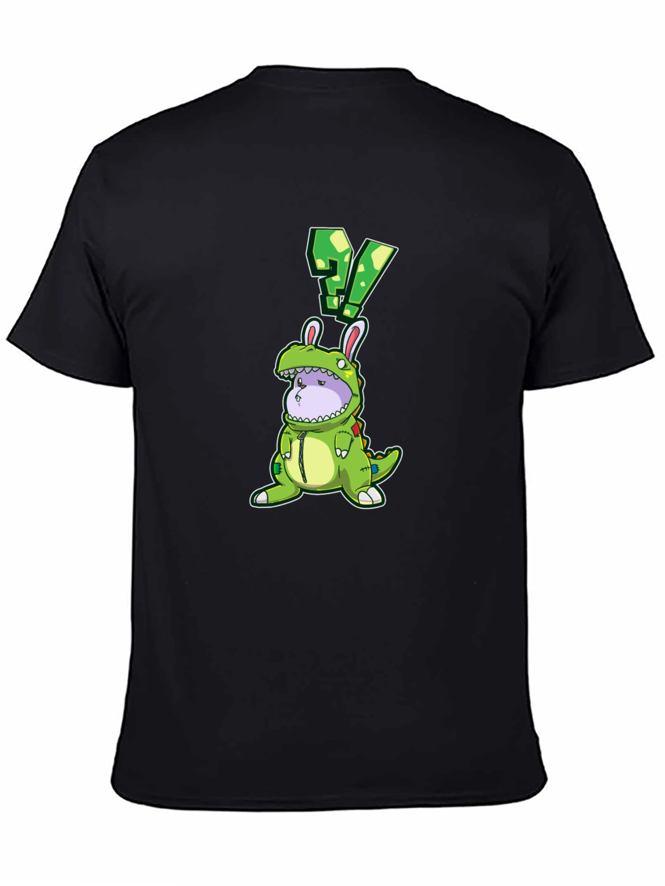 Black Dino Bunny Costume Graphic Tee - Quirky Novelty Design view 4