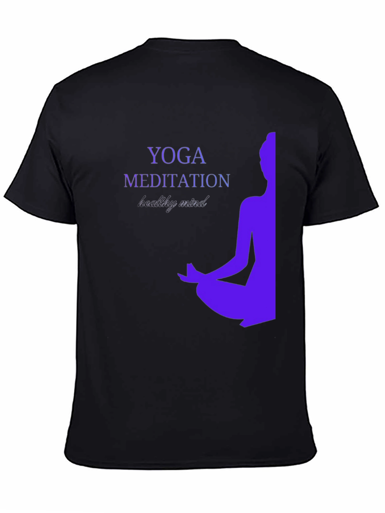 Black Yoga Meditation T-Shirt - Healthy Mind Design view 4