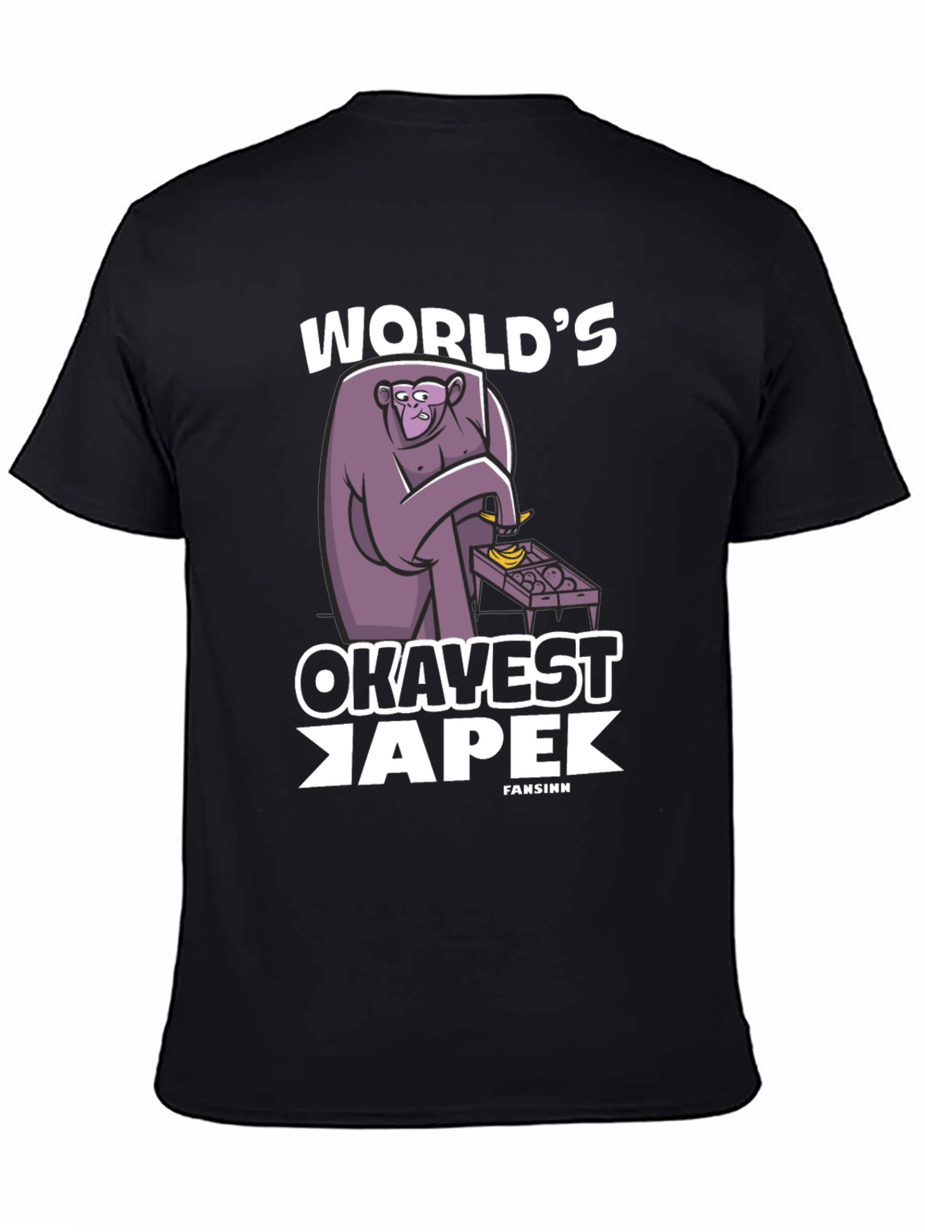 Black World's Okavest Ape T-Shirt - Funny Monkey Tee view 4