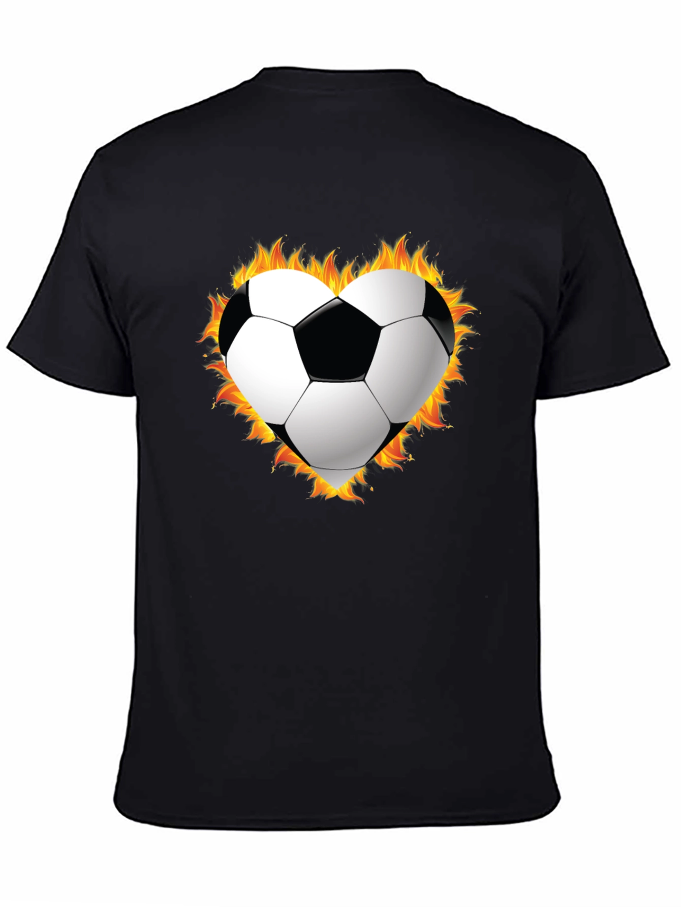 Black Fiery Soccer Heart T-Shirt view 4