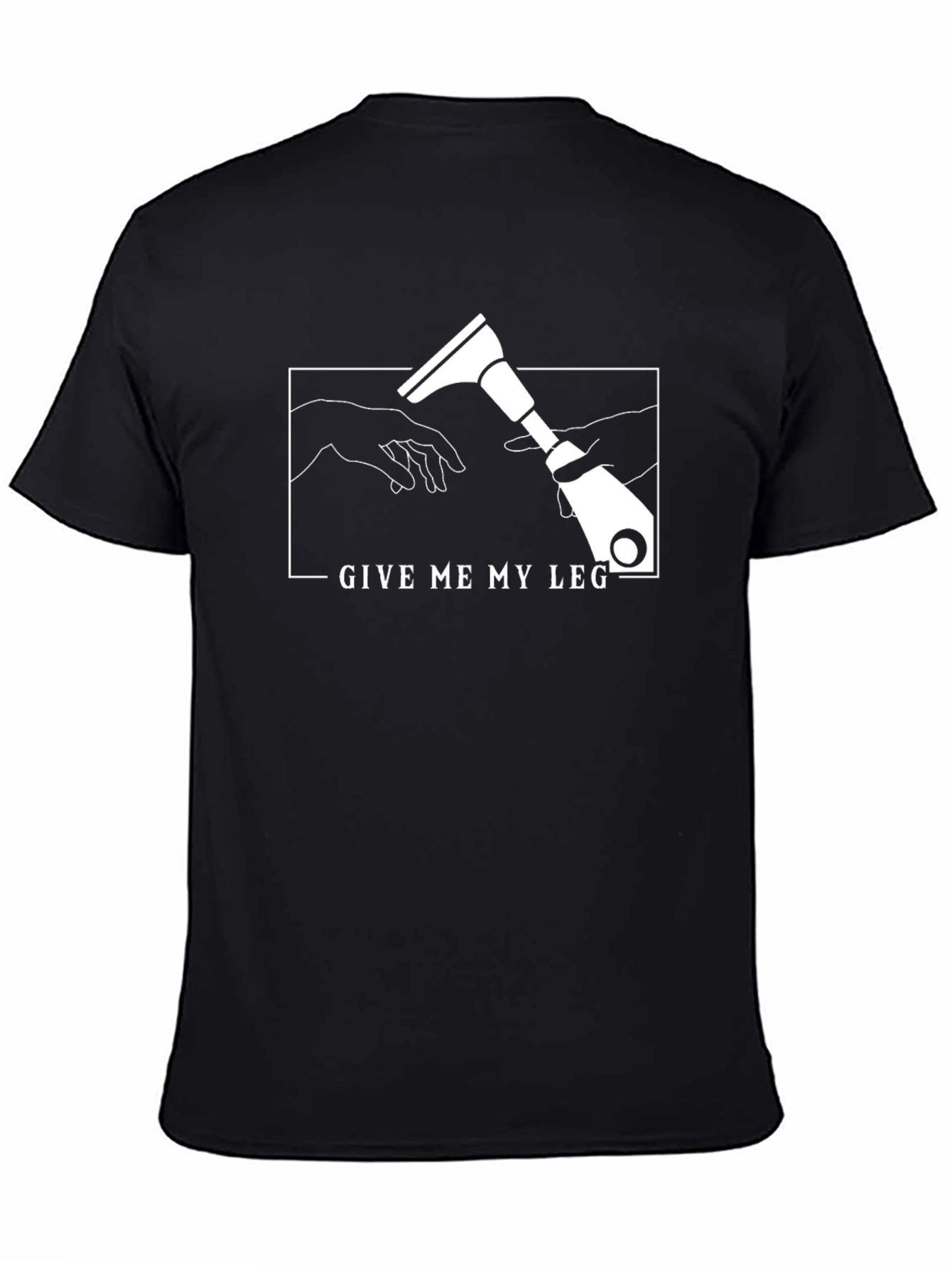 Black Give Me My Leg Funny T-Shirt view 4