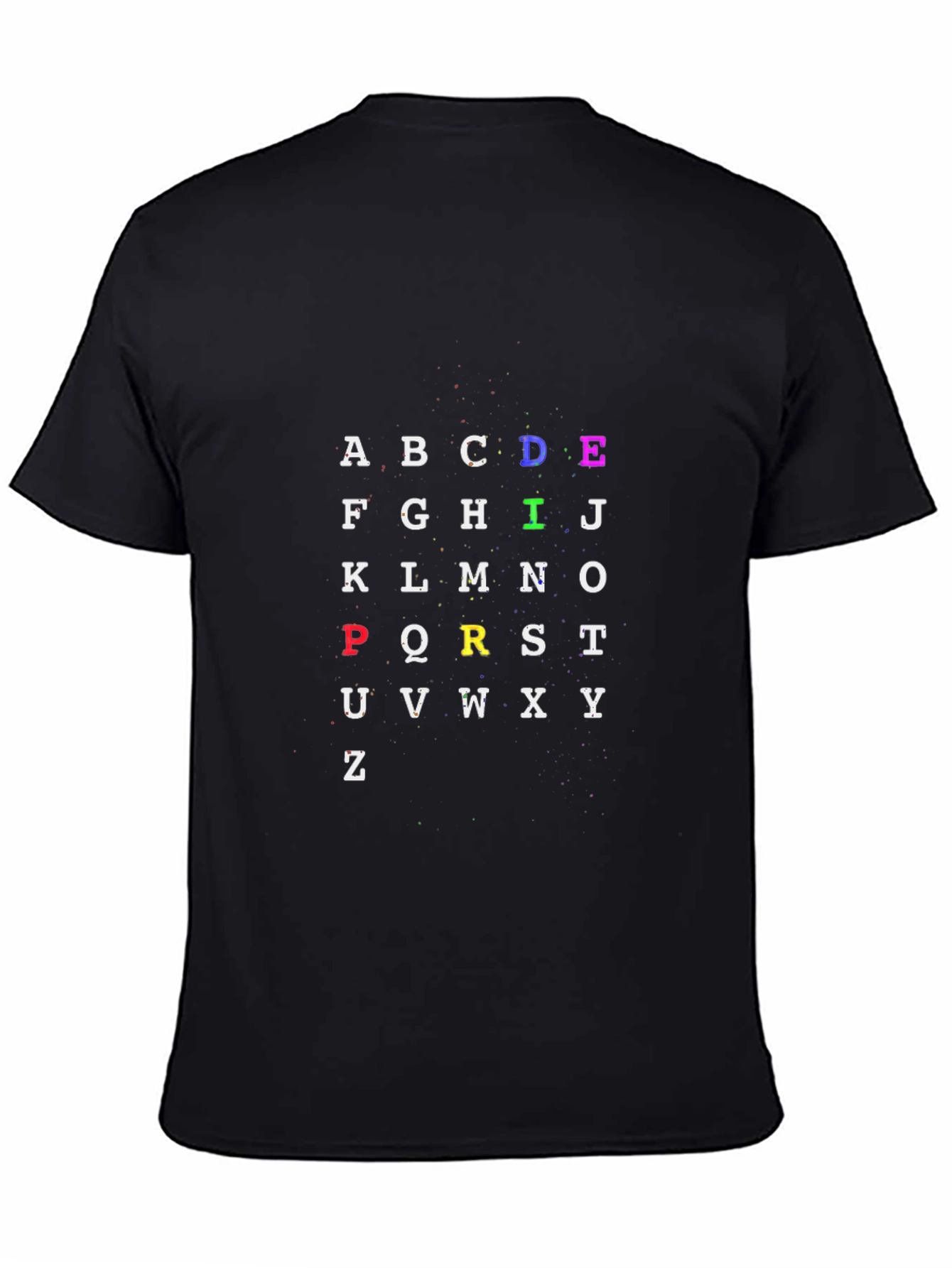 Black Alphabet Rainbow T-Shirt - Fun Colorful Design view 4