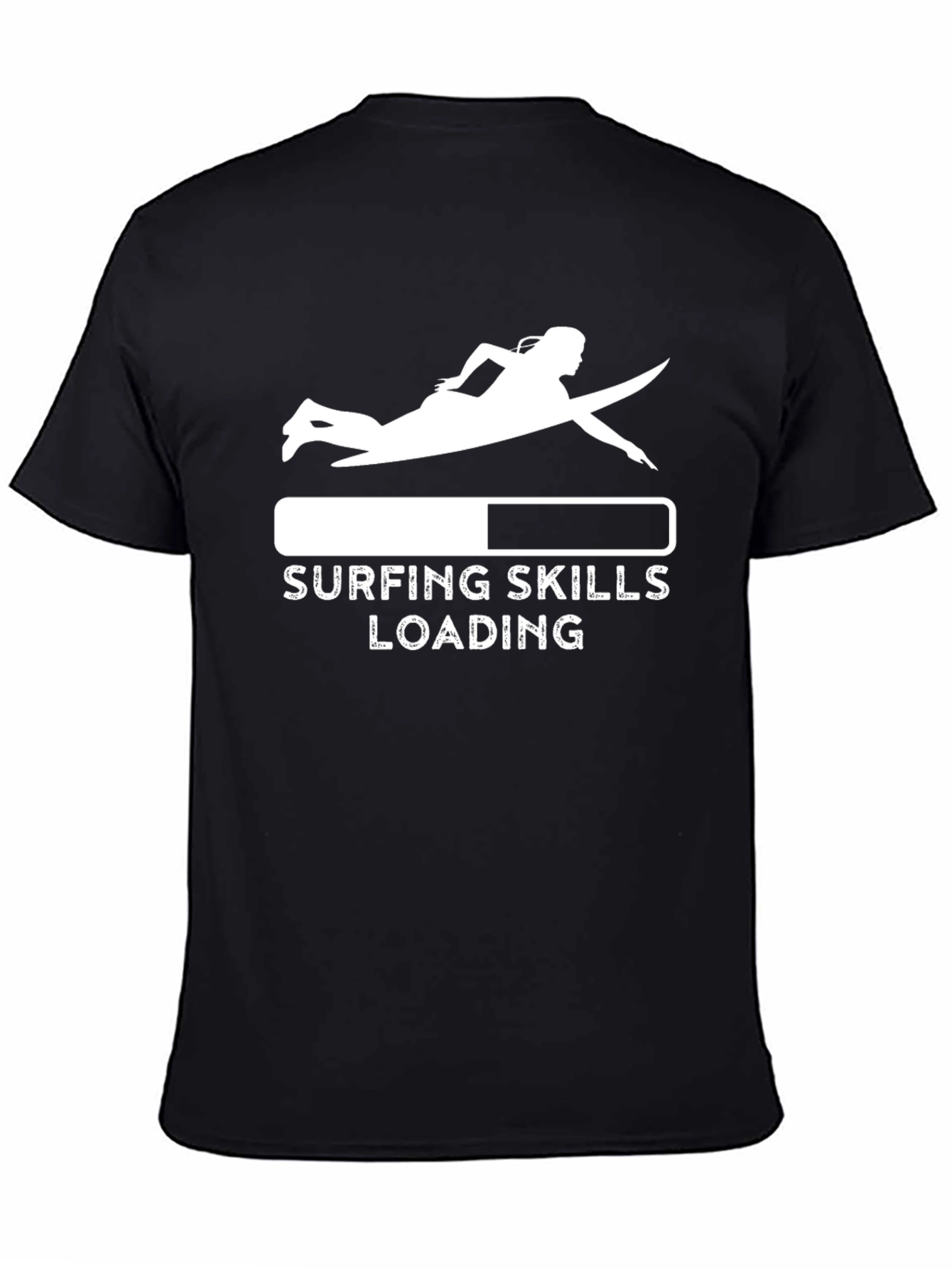 Black Surfing Skills Loading T-Shirt - Black Cotton Tee view 4