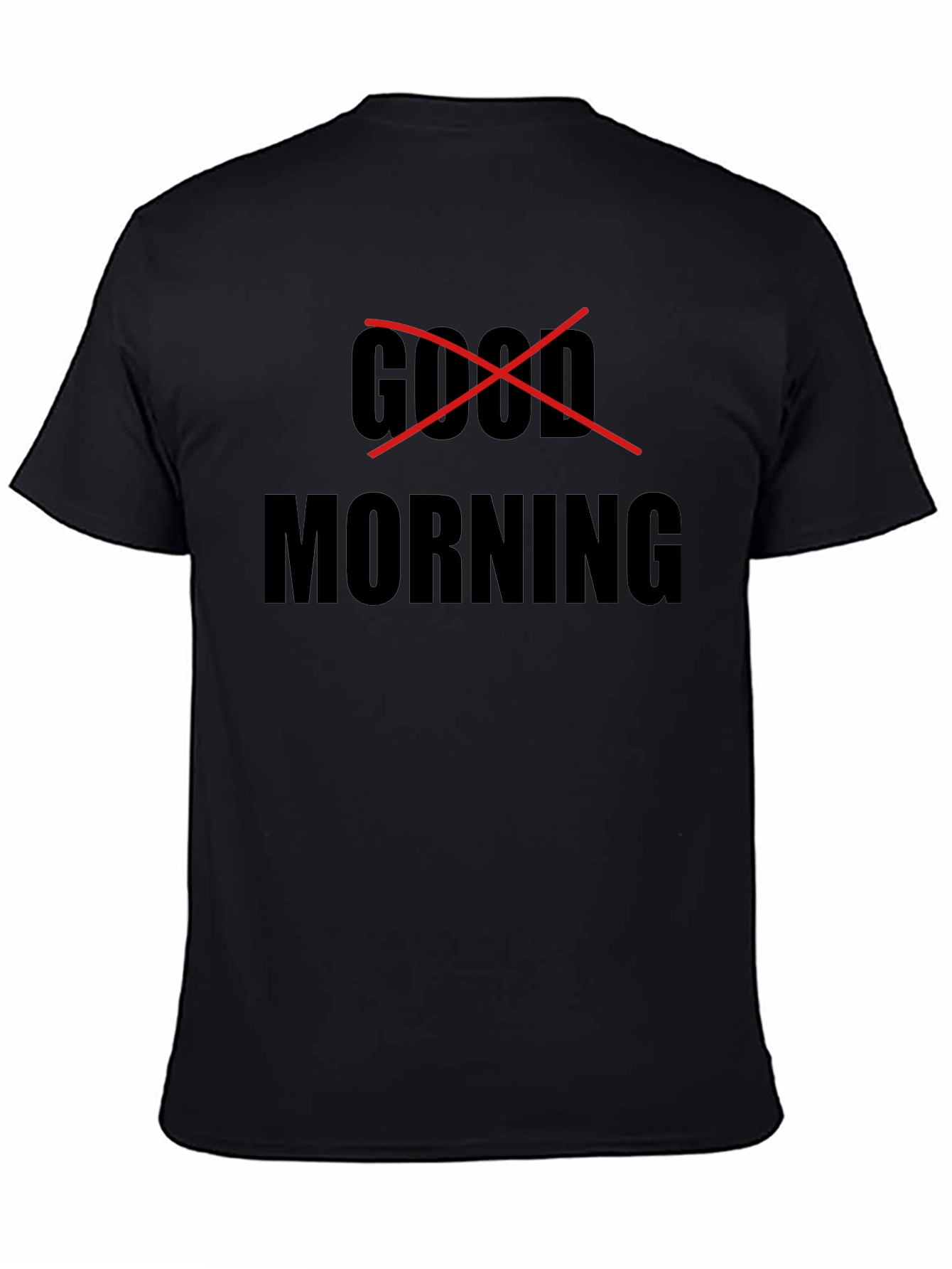 Black Good Morning Graphic Tee - Men's Black T-Shirt view 4