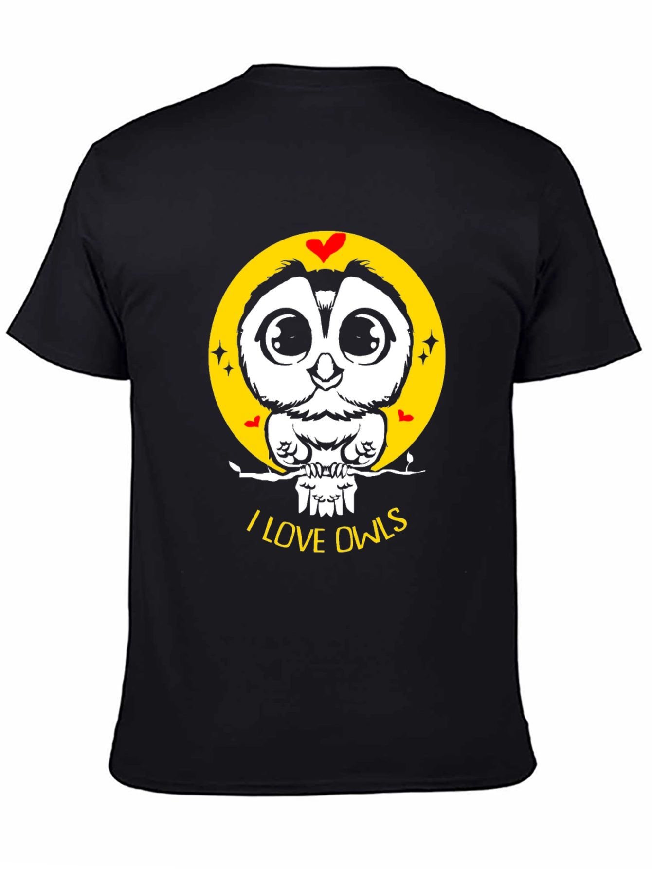 Black I Love Owls T-Shirt - Black Graphic Tee view 4
