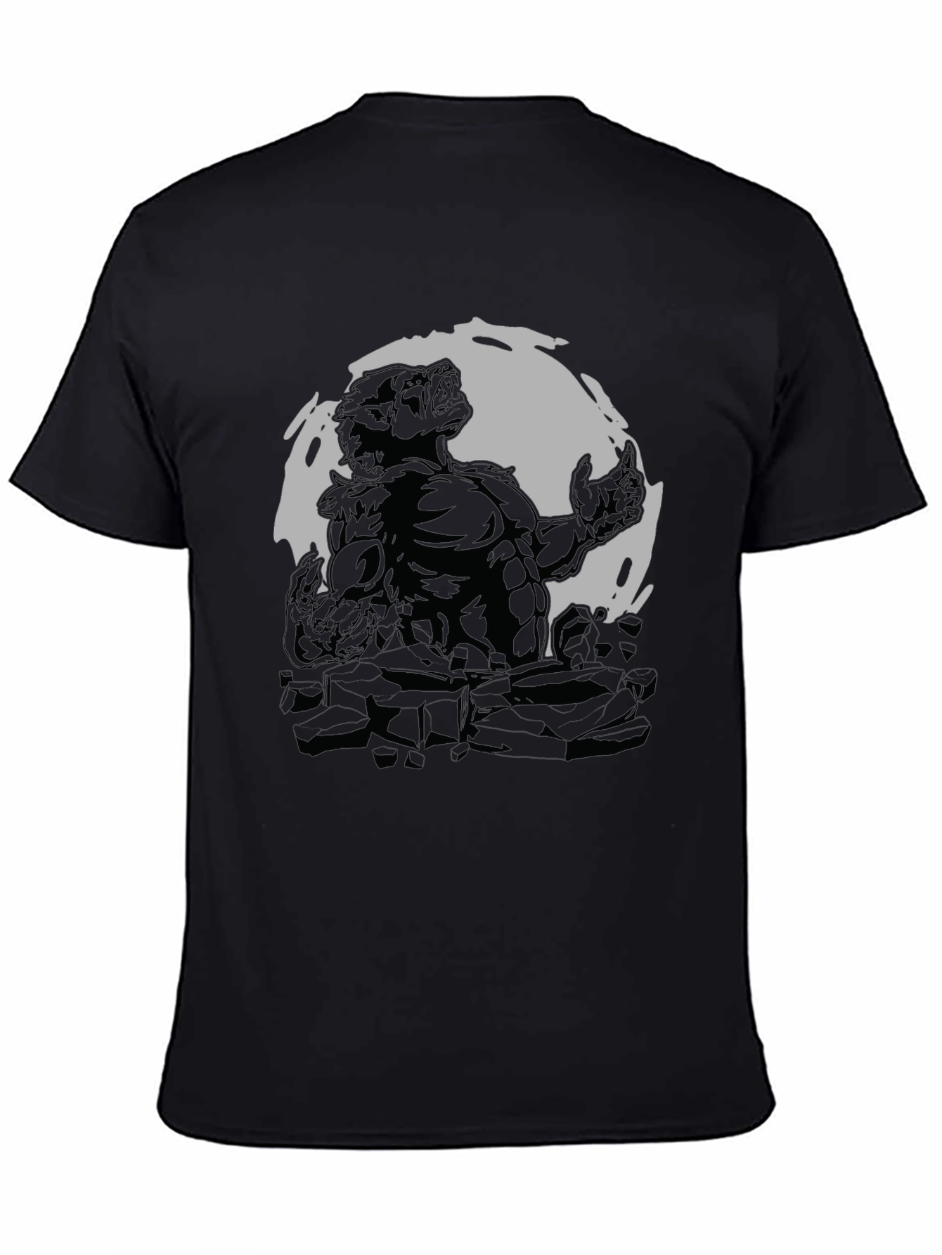 Black Werewolf Moon Graphic Tee - Black Cotton Blend view 4