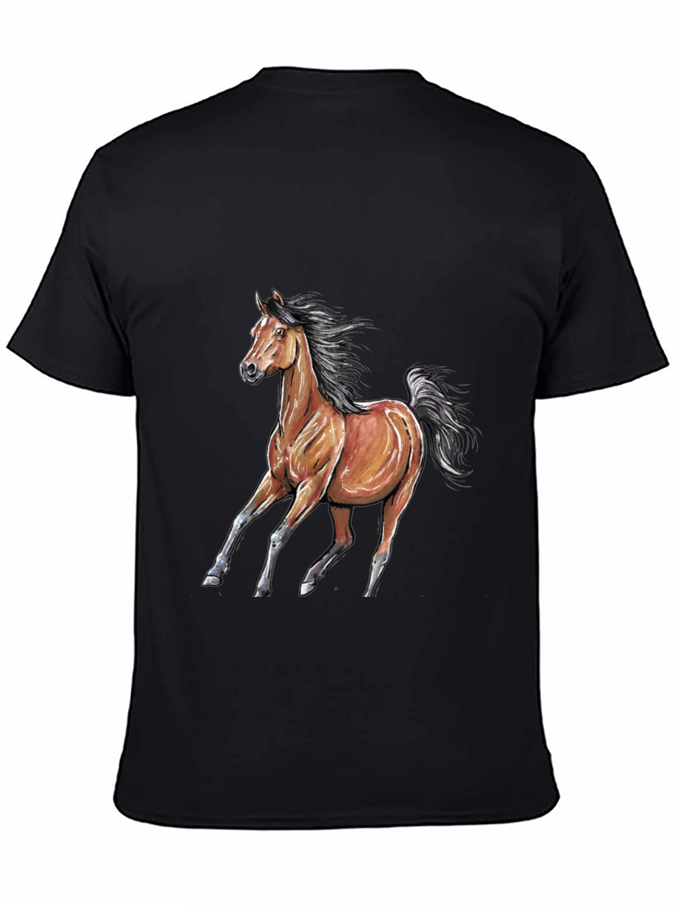 Black Horse Graphic Tee - Black Cotton Blend view 4