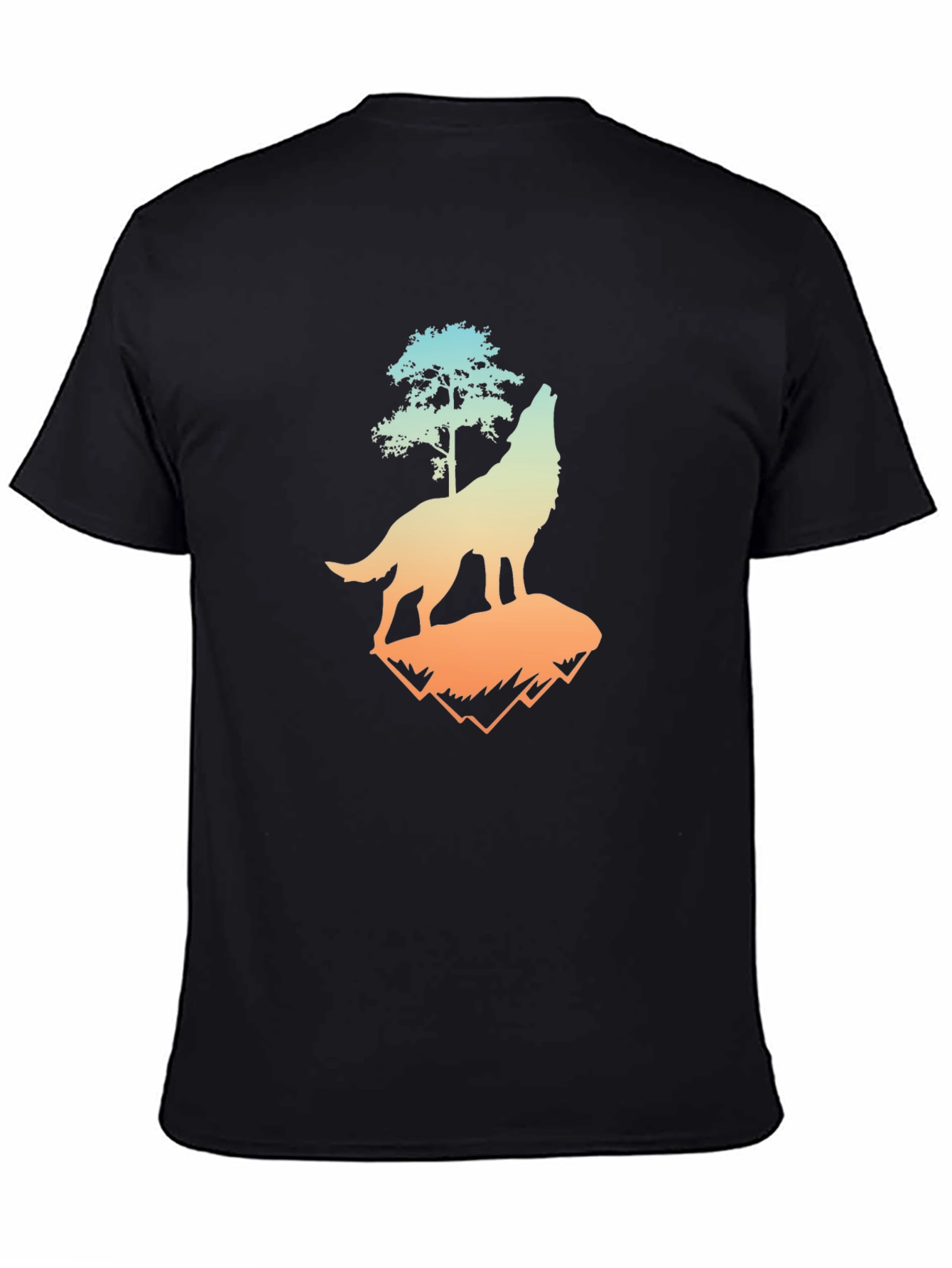 Black Wolf Tree Graphic Tee - Men's Black T-Shirt view 4