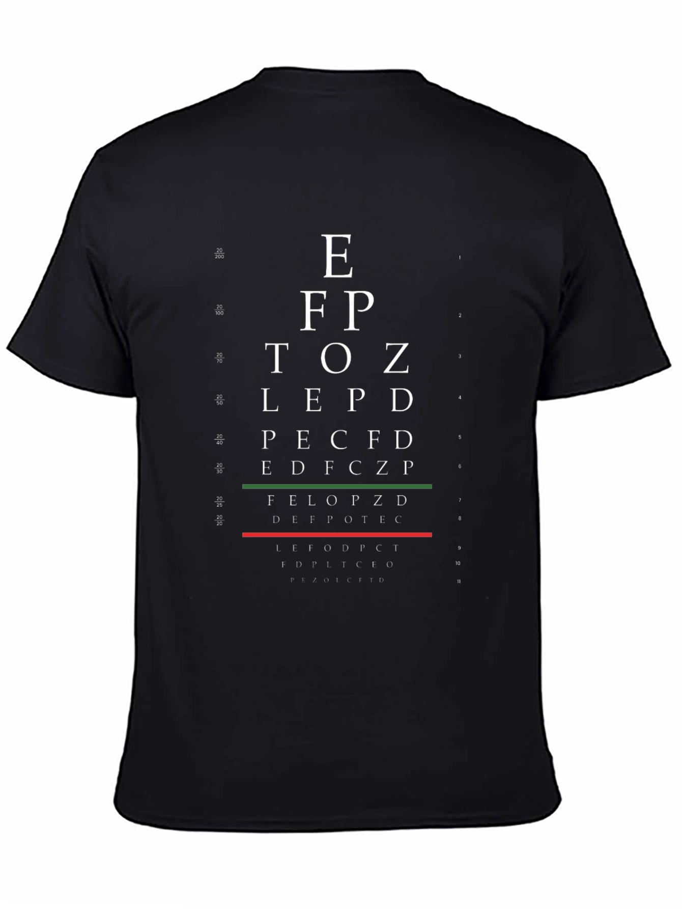 Black Eye Test Chart T-Shirt - Vision Exam Graphic Tee view 4