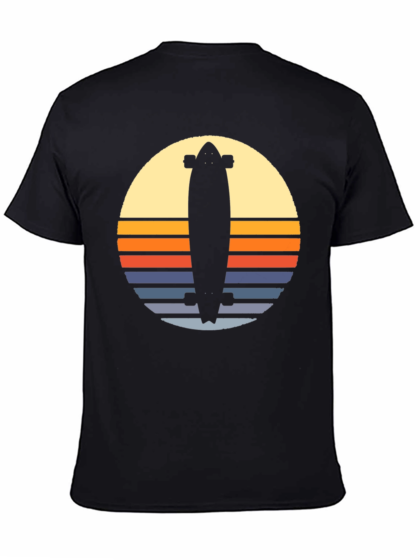 Black Retro Skateboard Sunset Graphic Tee - Black view 4