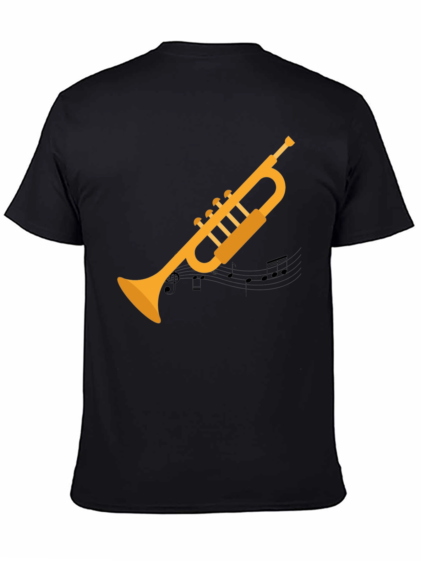 Black Trumpet Graphic Tee - Musician's Black T-Shirt view 4