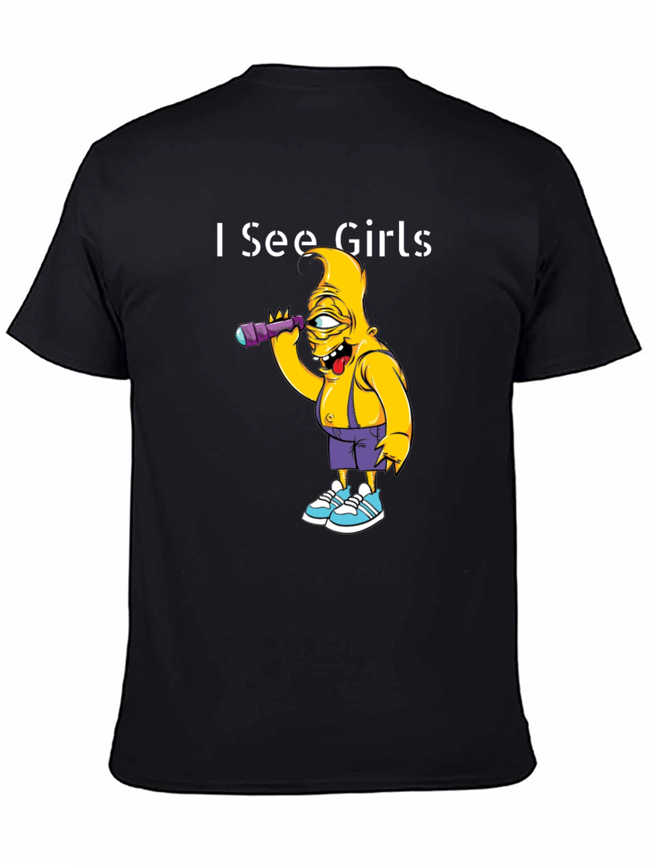 Black I See Girls Single Eye Cartoon T-Shirt view 4