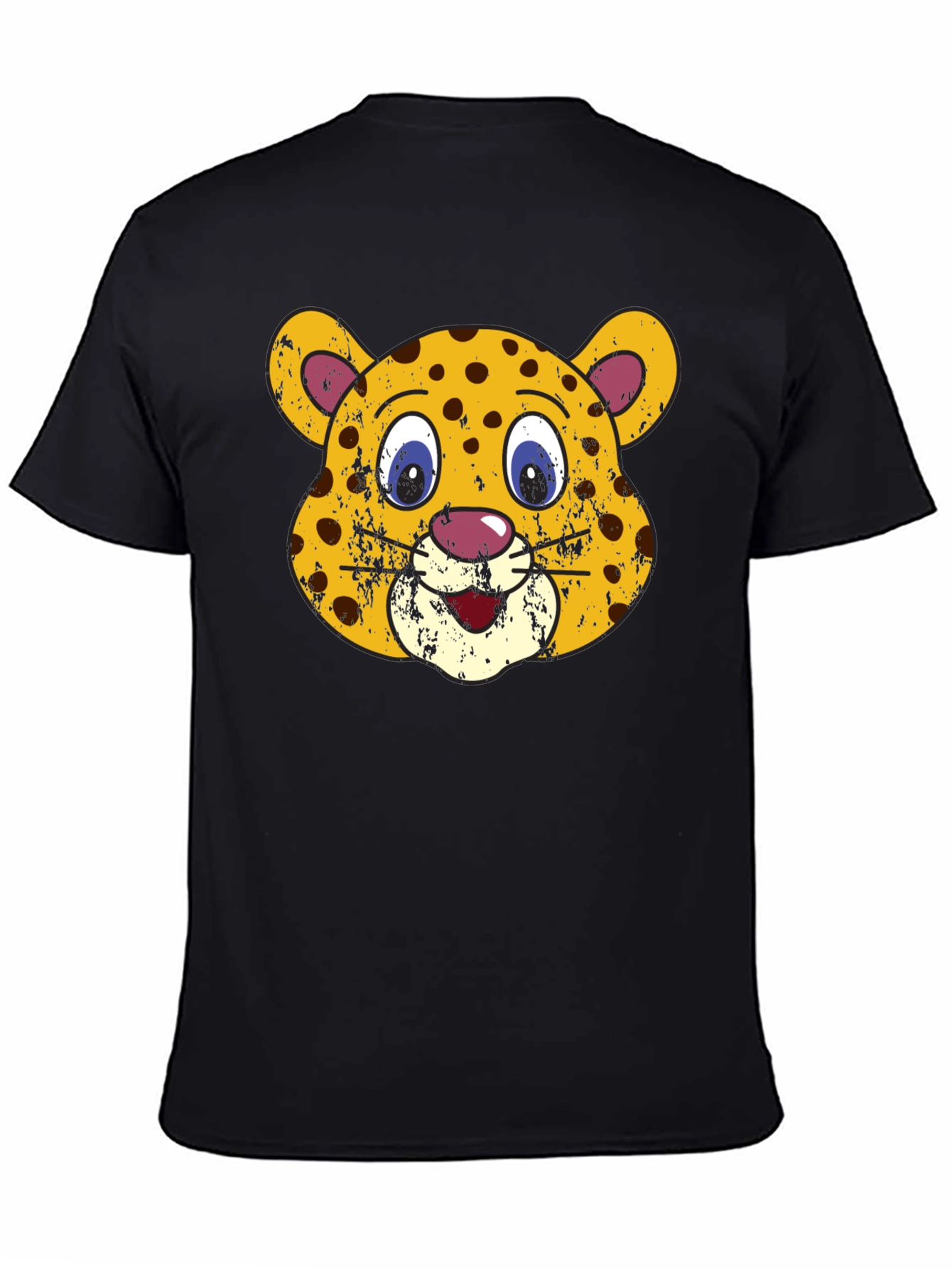 Black Leopard Face Graphic Black T-Shirt view 4