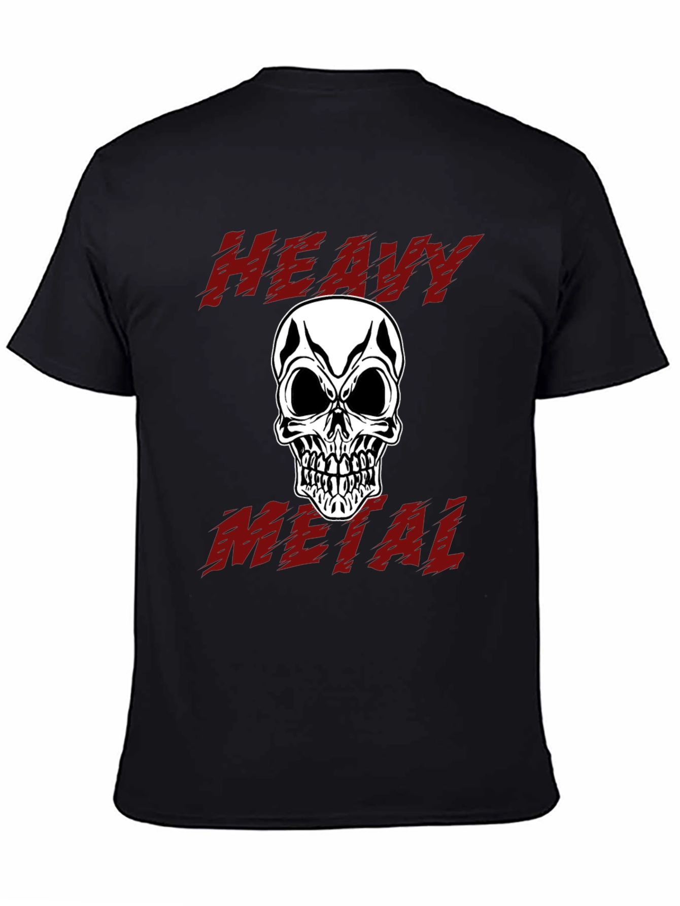 Black Heavy Metal Skull Graphic Tee - Black Cotton view 4