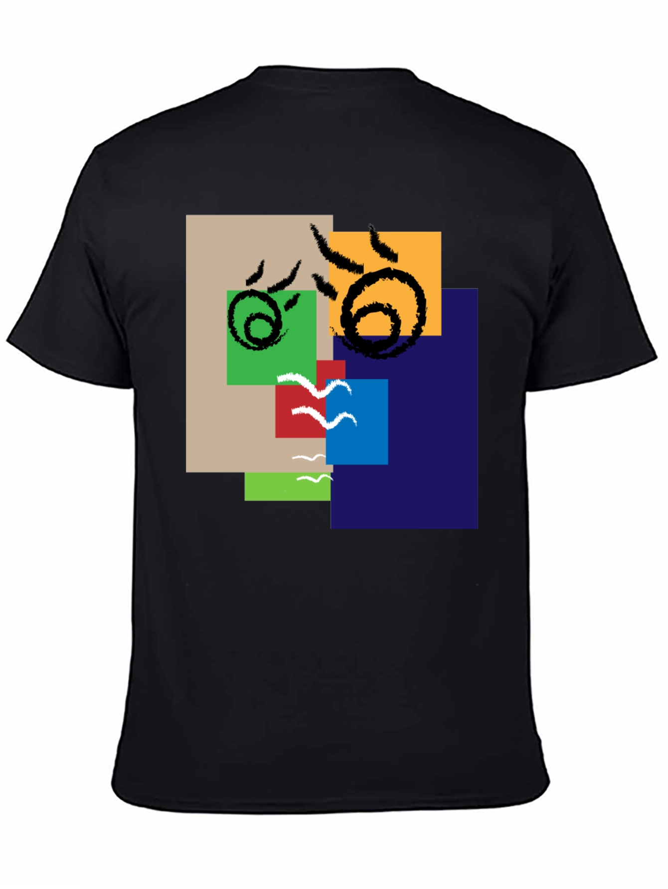 Black Abstract Squares Graphic Tee - Modern Art Shirt view 4